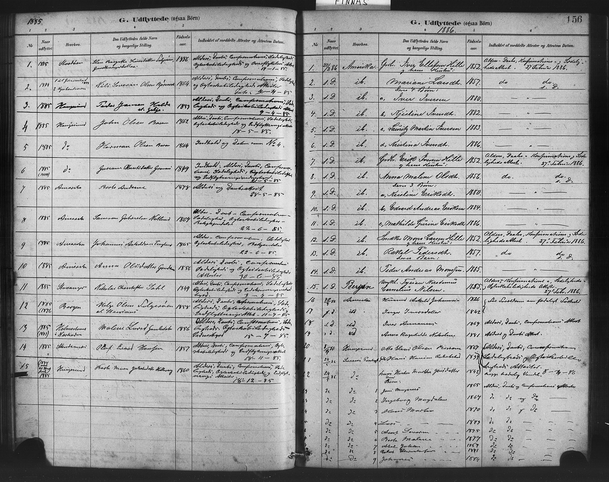 Finnås sokneprestembete, SAB/A-99925/H/Ha/Haa/Haab/L0001: Parish register (official) no. B 1, 1881-1894, p. 156