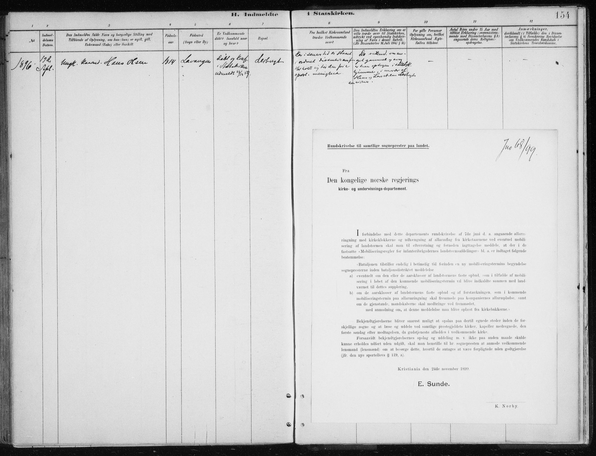 Lyngen sokneprestembete, SATØ/S-1289/H/He/Hea/L0010kirke: Parish register (official) no. 10, 1883-1904, p. 154