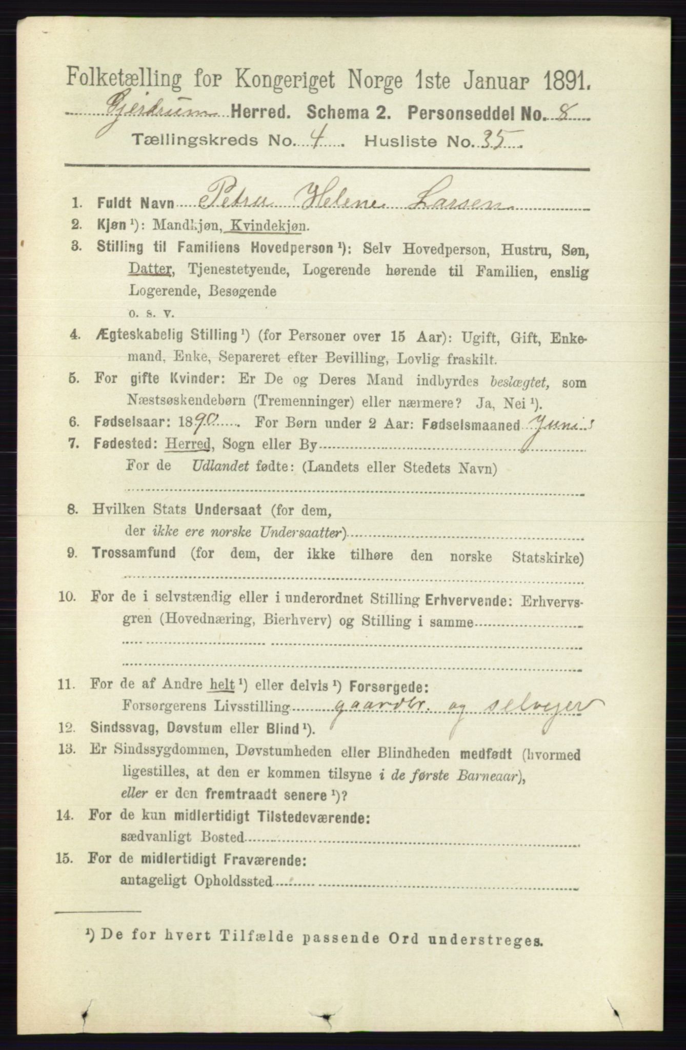 RA, 1891 census for 0234 Gjerdrum, 1891, p. 2005