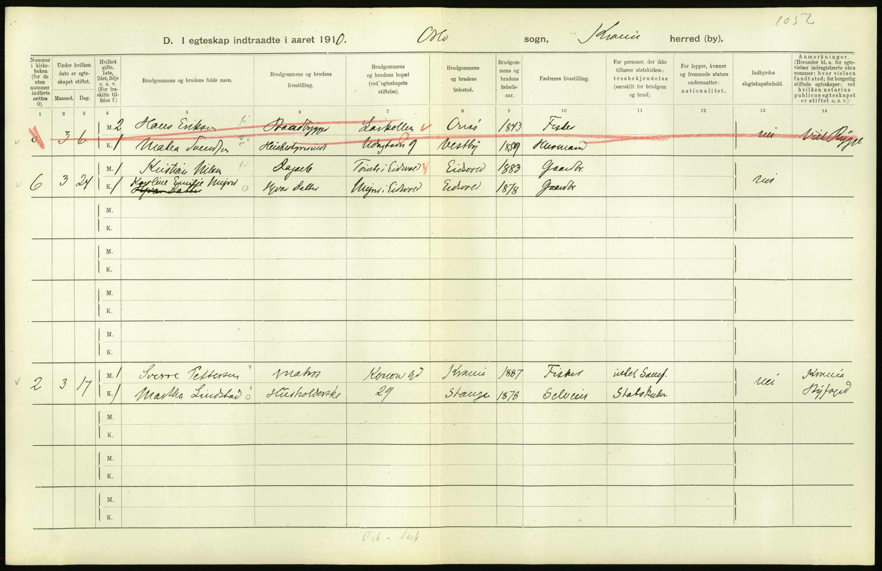 Statistisk sentralbyrå, Sosiodemografiske emner, Befolkning, AV/RA-S-2228/D/Df/Dfa/Dfah/L0009: Kristiania: Gifte og dødfødte., 1910, p. 222