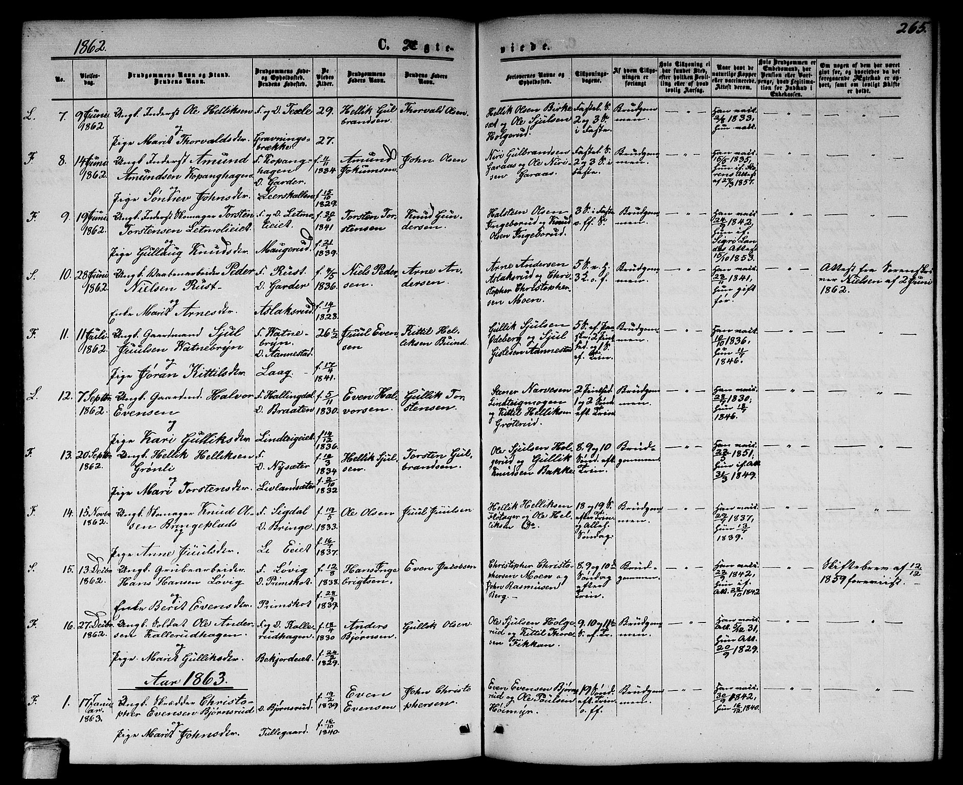 Flesberg kirkebøker, AV/SAKO-A-18/G/Ga/L0003: Parish register (copy) no. I 3, 1861-1889, p. 265