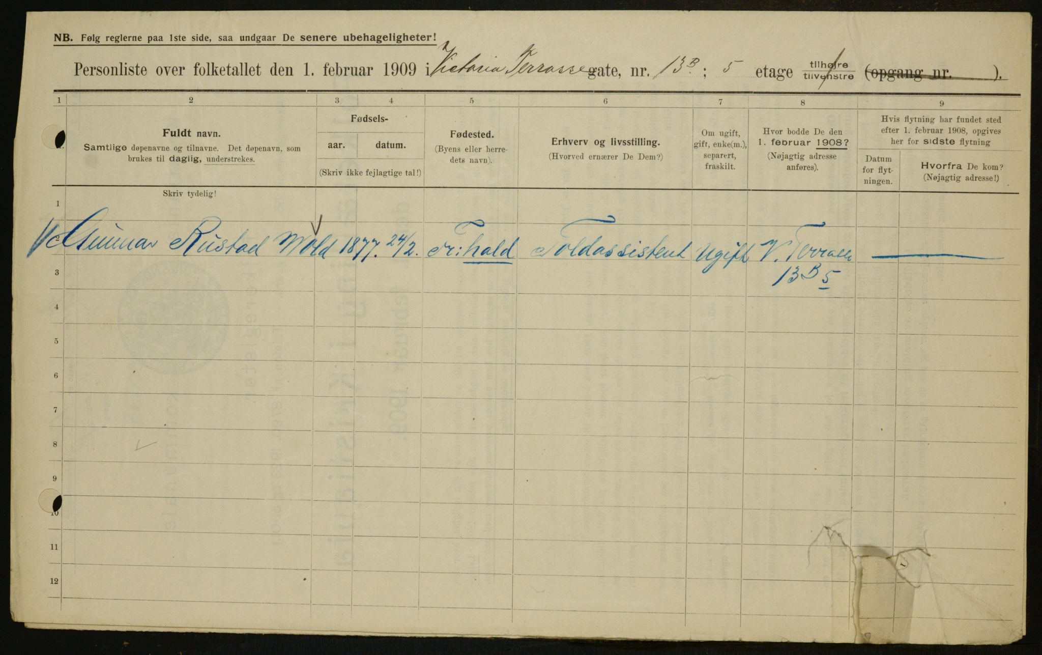 OBA, Municipal Census 1909 for Kristiania, 1909, p. 112112