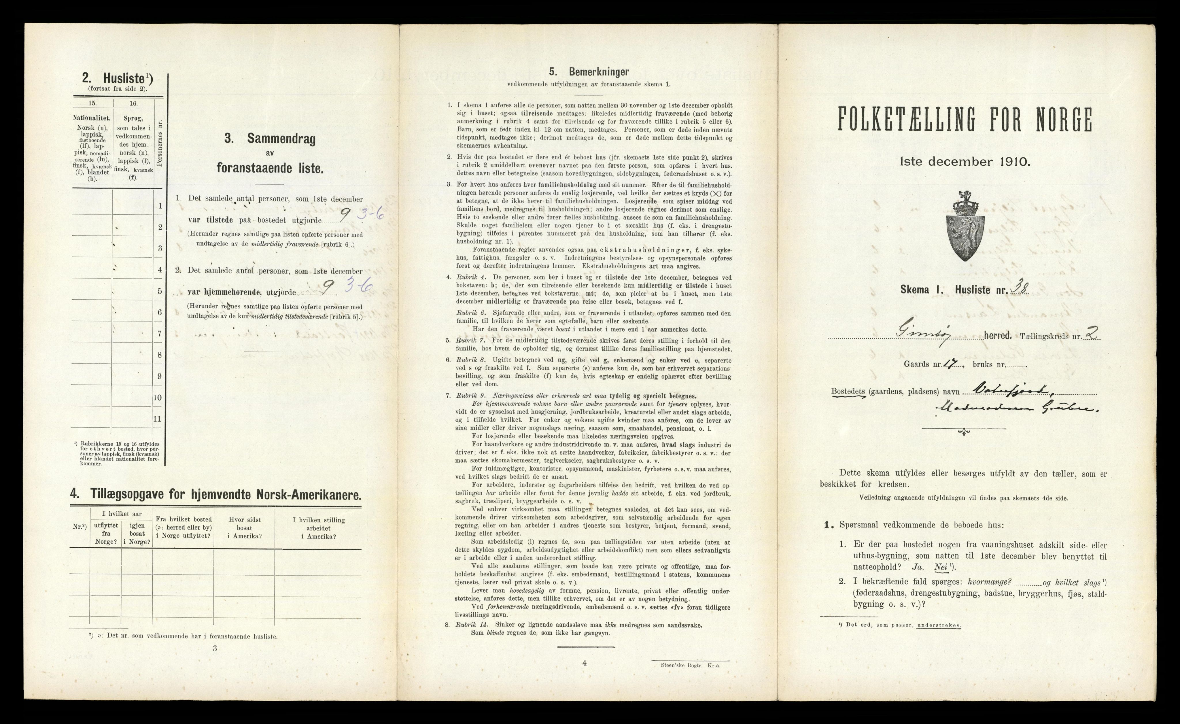 RA, 1910 census for Gimsøy, 1910, p. 219