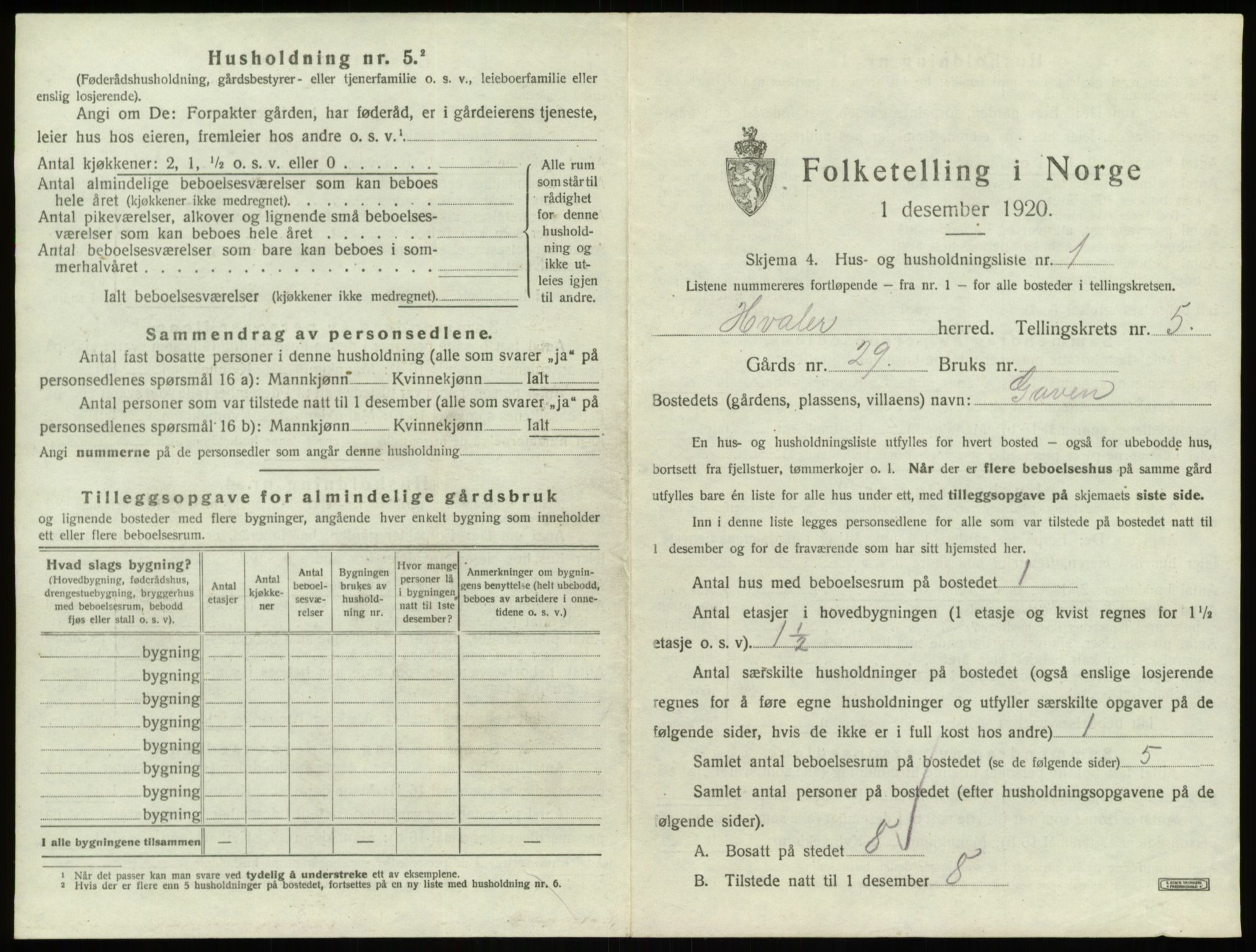 SAO, 1920 census for Hvaler, 1920, p. 840