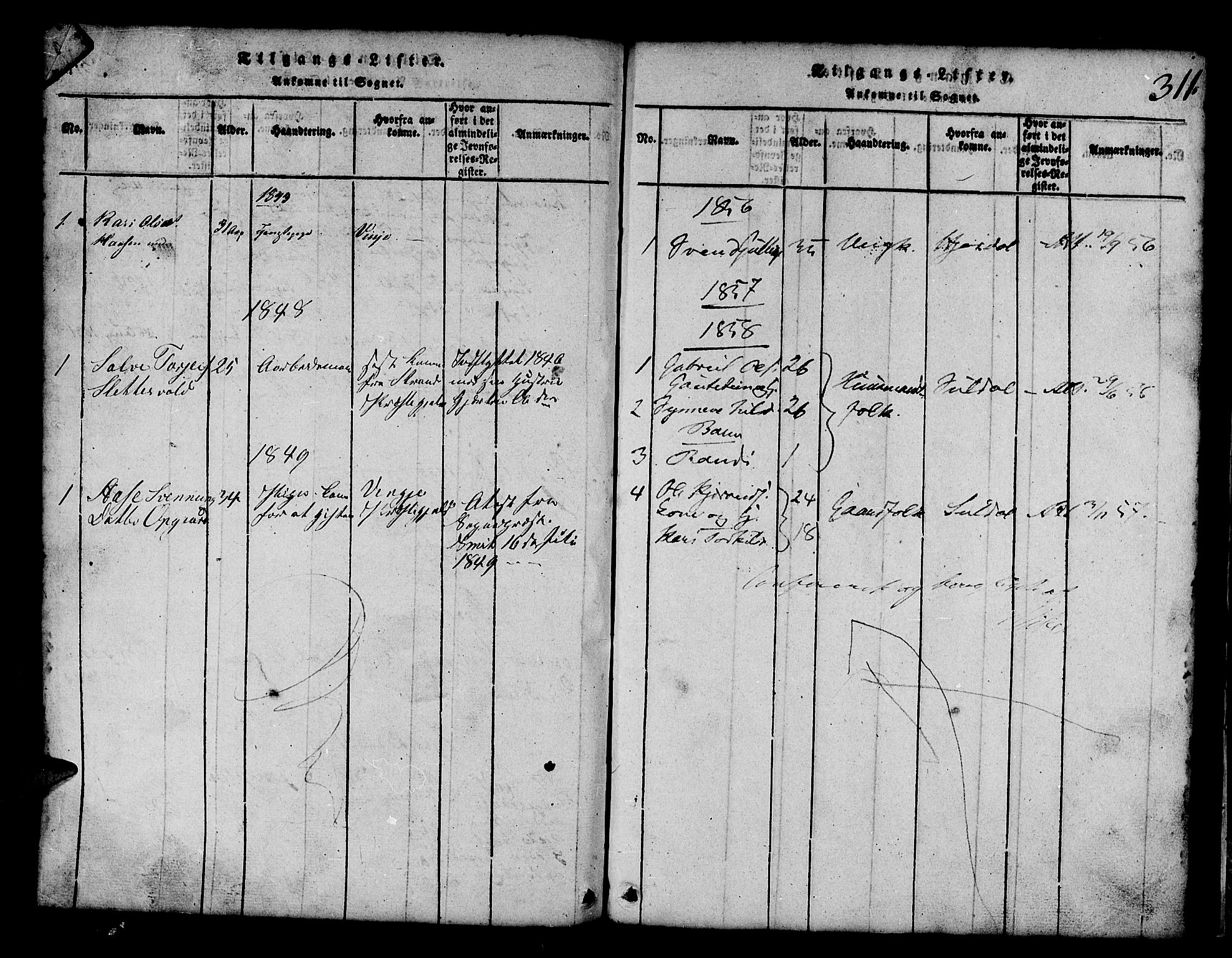 Røldal sokneprestembete, AV/SAB-A-100247: Parish register (copy) no. A 1, 1817-1860, p. 311