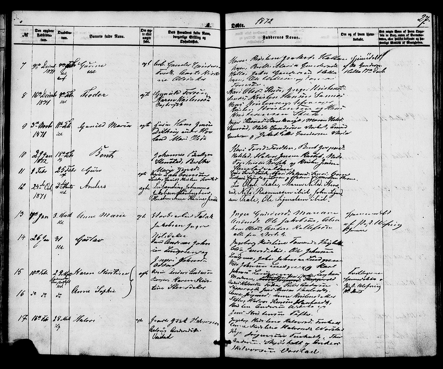 Holla kirkebøker, AV/SAKO-A-272/F/Fa/L0007: Parish register (official) no. 7, 1869-1881, p. 27