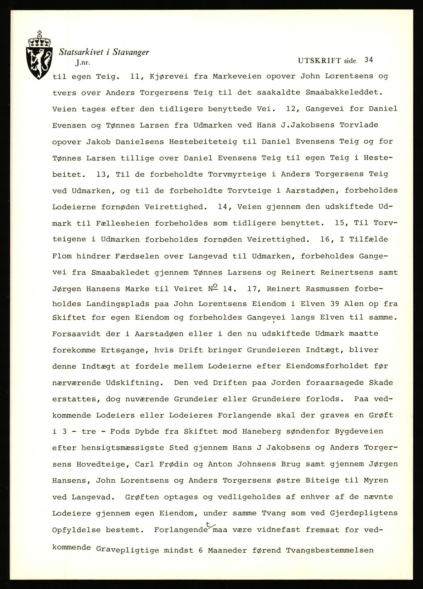 Statsarkivet i Stavanger, AV/SAST-A-101971/03/Y/Yj/L0101: Avskrifter sortert etter gårdsnavn: Årstad - Åse øvre, 1750-1930, p. 360