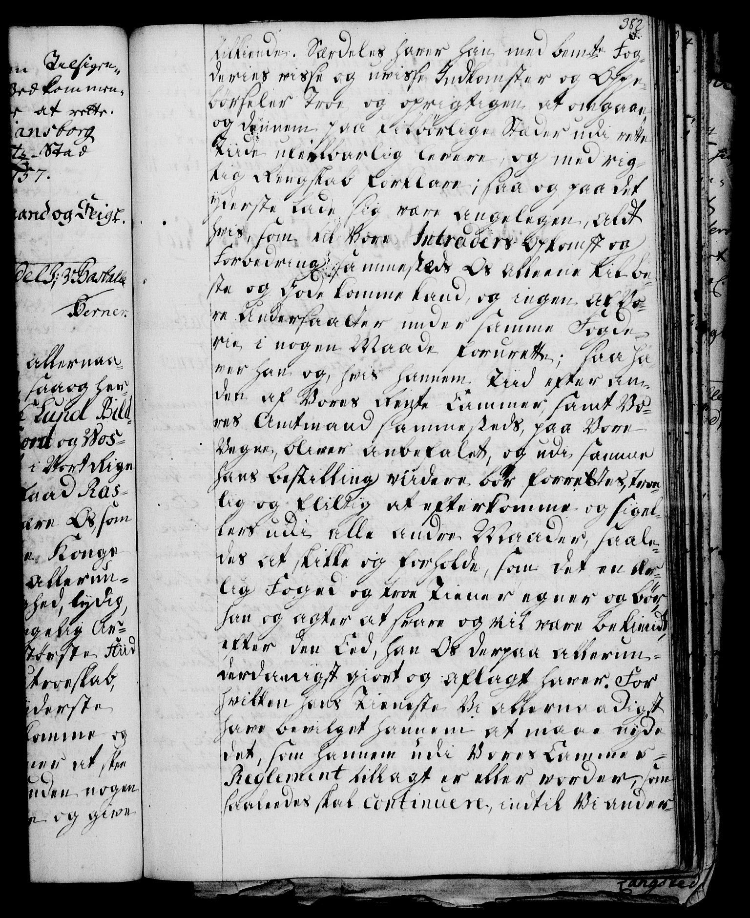 Rentekammeret, Kammerkanselliet, RA/EA-3111/G/Gg/Gge/L0003: Norsk bestallingsprotokoll med register (merket RK 53.27), 1745-1761, p. 382