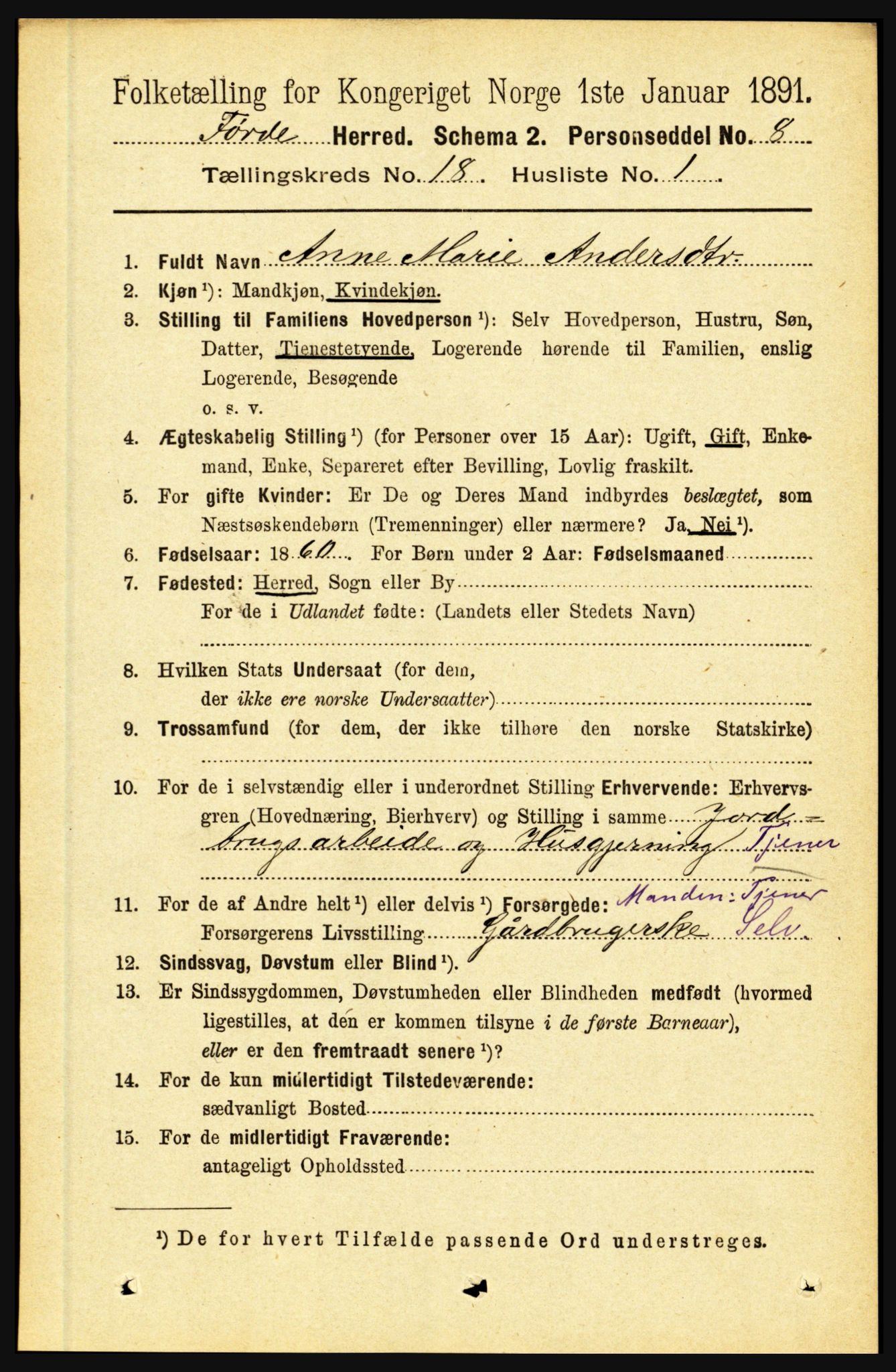 RA, 1891 census for 1432 Førde, 1891, p. 6375