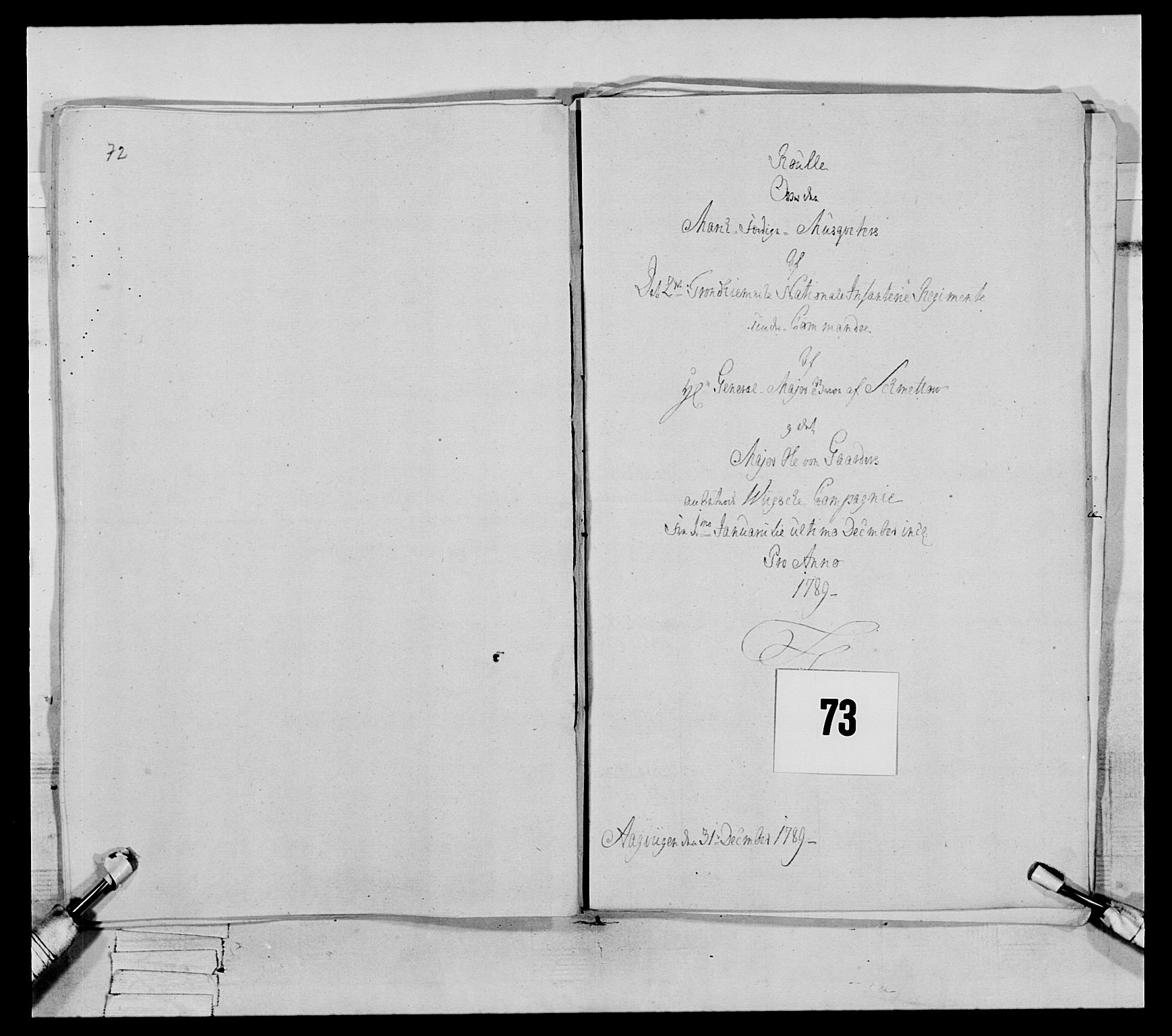 Generalitets- og kommissariatskollegiet, Det kongelige norske kommissariatskollegium, RA/EA-5420/E/Eh/L0079: 2. Trondheimske nasjonale infanteriregiment, 1782-1789, p. 340