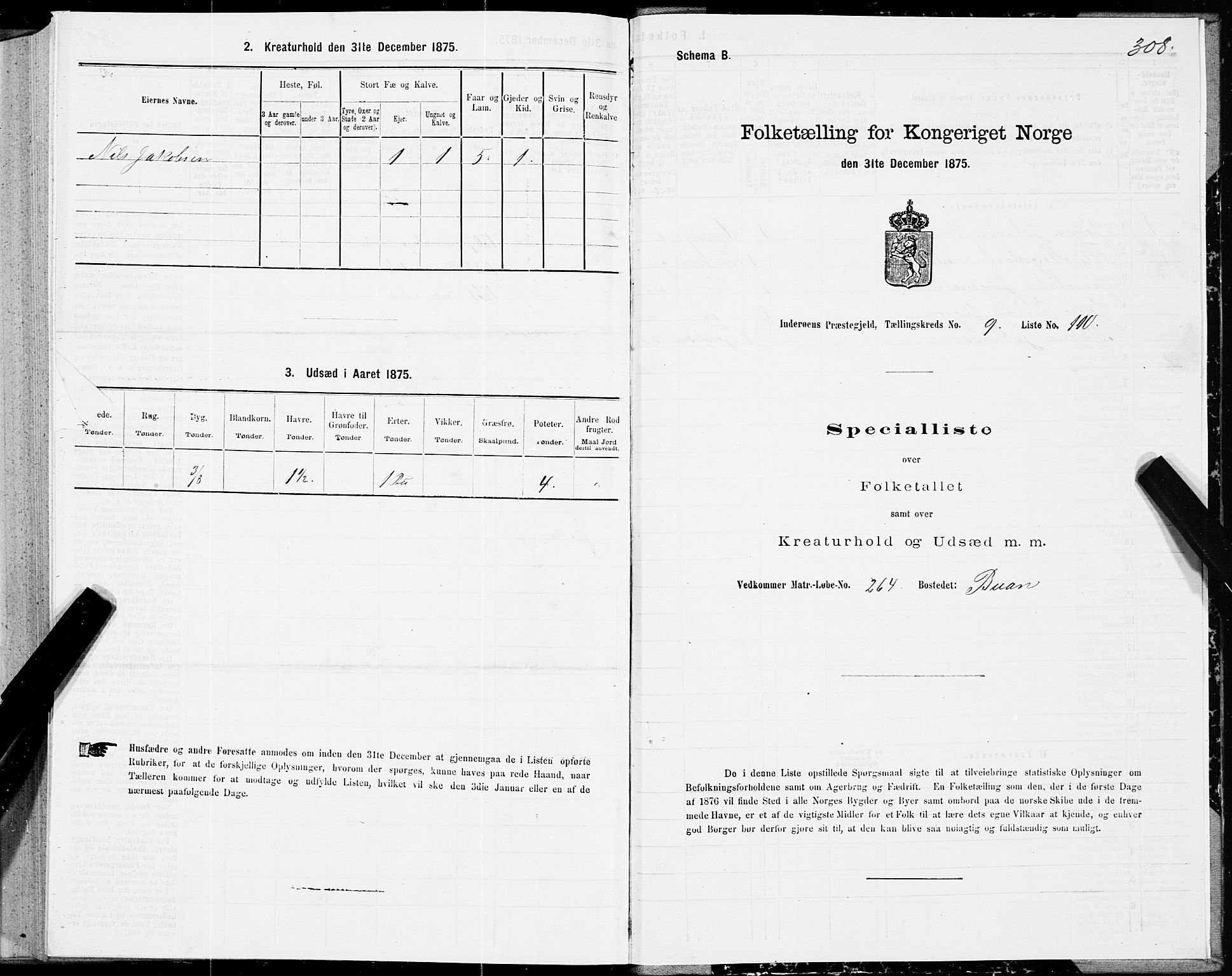 SAT, 1875 census for 1729P Inderøy, 1875, p. 5308