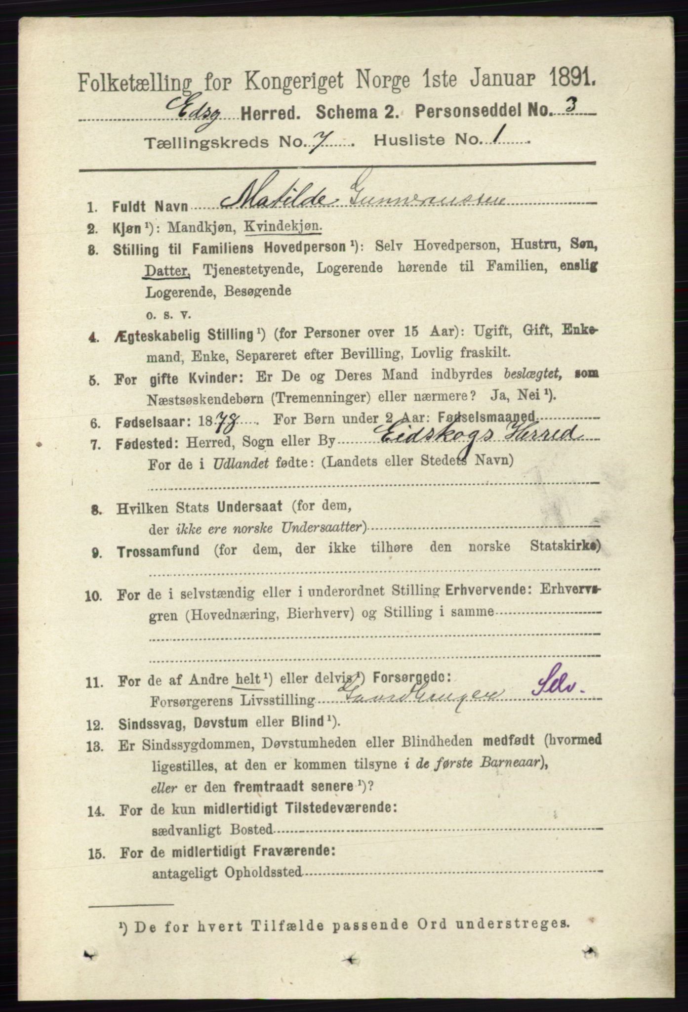 RA, 1891 census for 0420 Eidskog, 1891, p. 3678