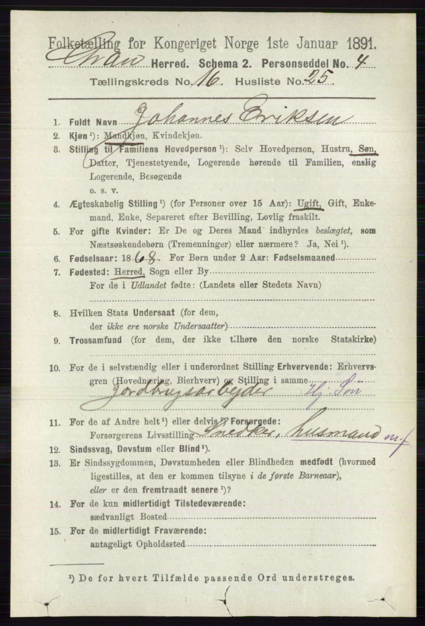 RA, 1891 census for 0534 Gran, 1891, p. 8257