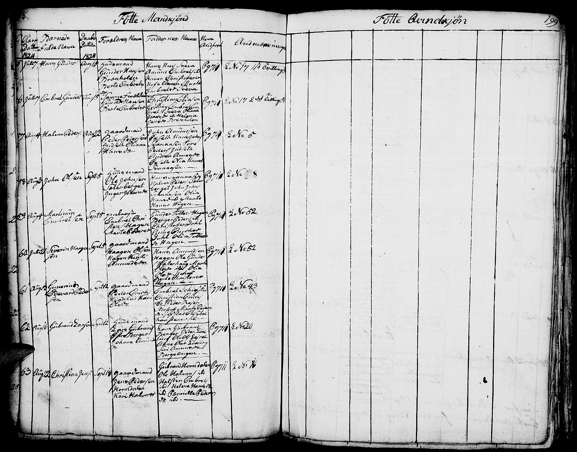 Elverum prestekontor, AV/SAH-PREST-044/H/Ha/Hab/L0001: Parish register (copy) no. 1, 1815-1829, p. 198-199