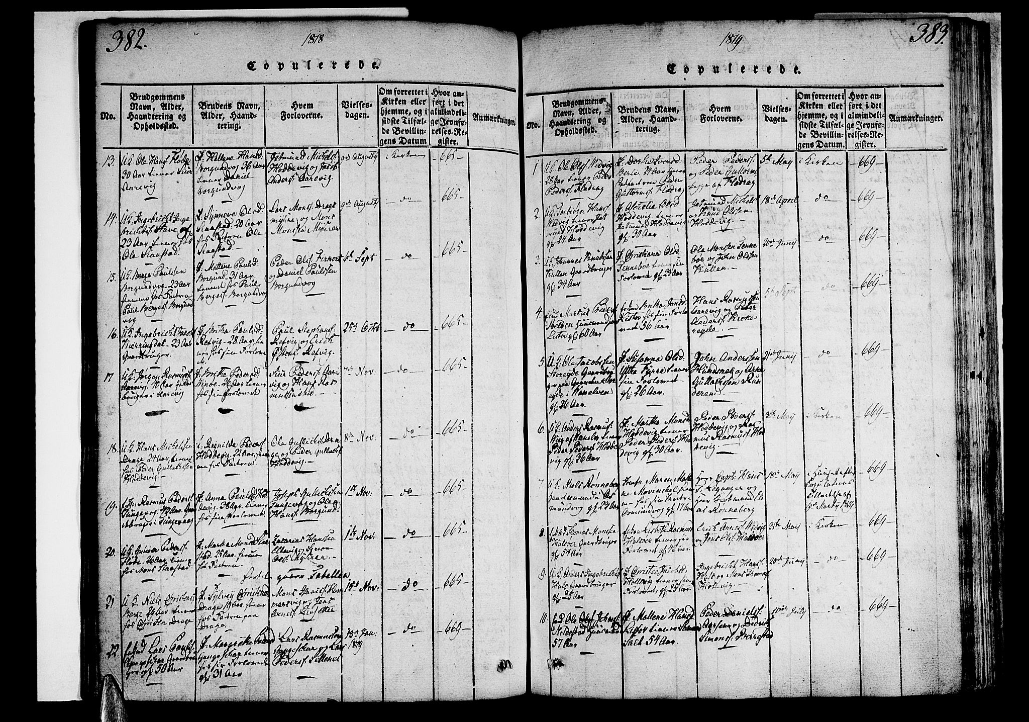 Selje sokneprestembete, SAB/A-99938/H/Ha/Haa/Haaa: Parish register (official) no. A 8, 1816-1828, p. 382-383