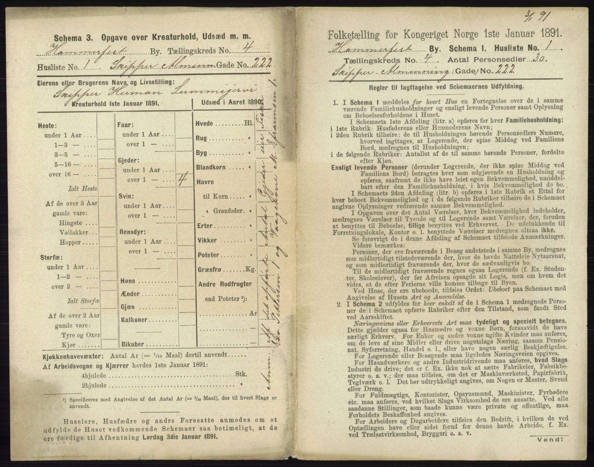 RA, 1891 census for 2001 Hammerfest, 1891, p. 853