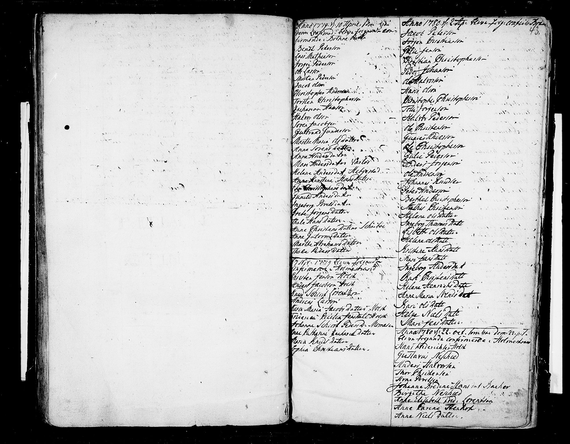 Botne kirkebøker, SAKO/A-340/F/Fa/L0002: Parish register (official) no. I 2, 1779-1791, p. 43