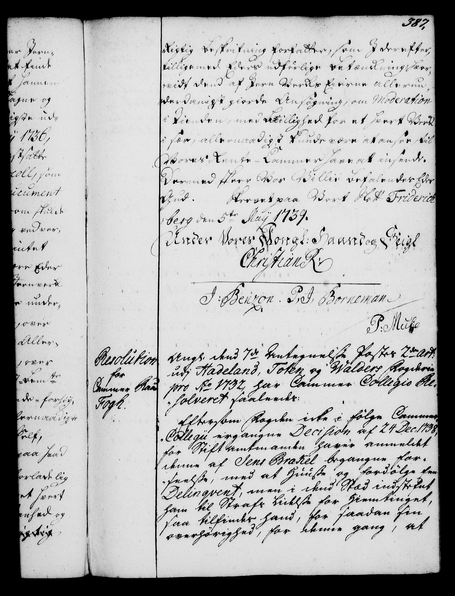 Rentekammeret, Kammerkanselliet, AV/RA-EA-3111/G/Gg/Gga/L0004: Norsk ekspedisjonsprotokoll med register (merket RK 53.4), 1734-1741, p. 387