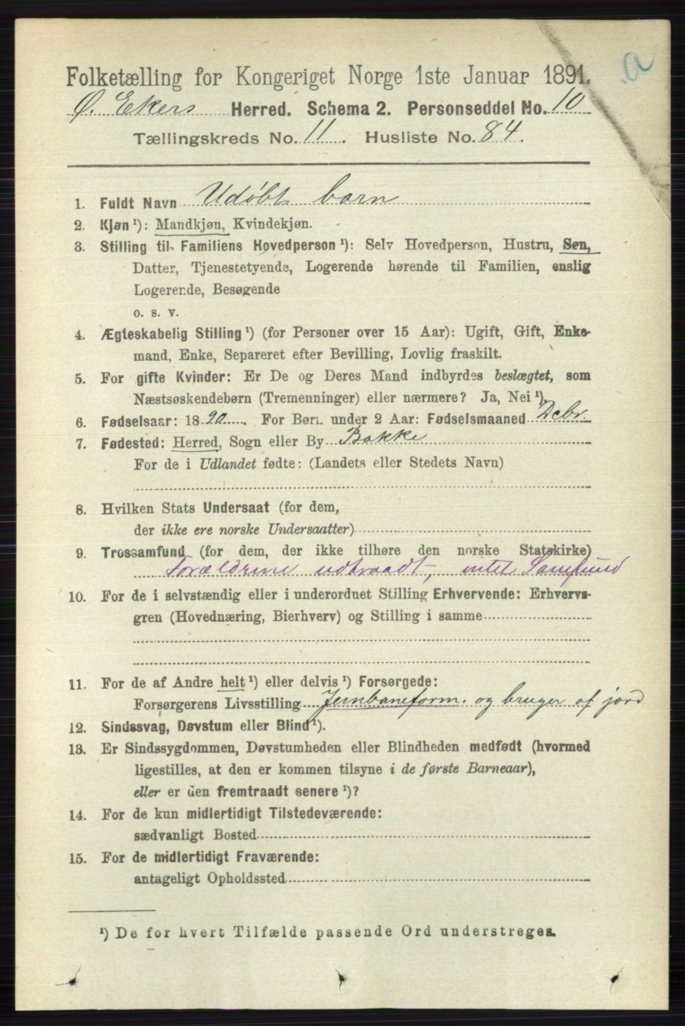 RA, 1891 census for 0624 Øvre Eiker, 1891, p. 5122