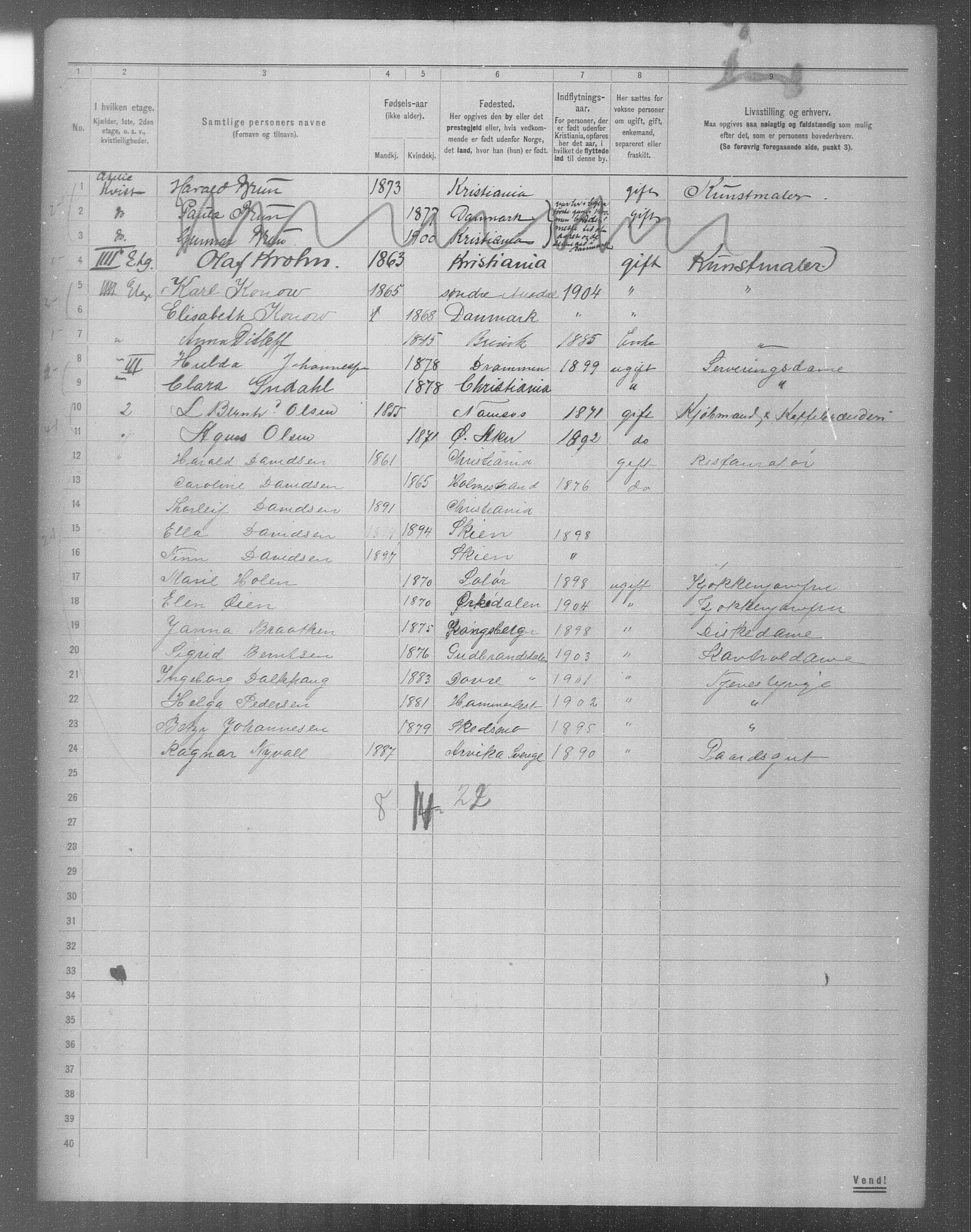 OBA, Municipal Census 1904 for Kristiania, 1904, p. 7997