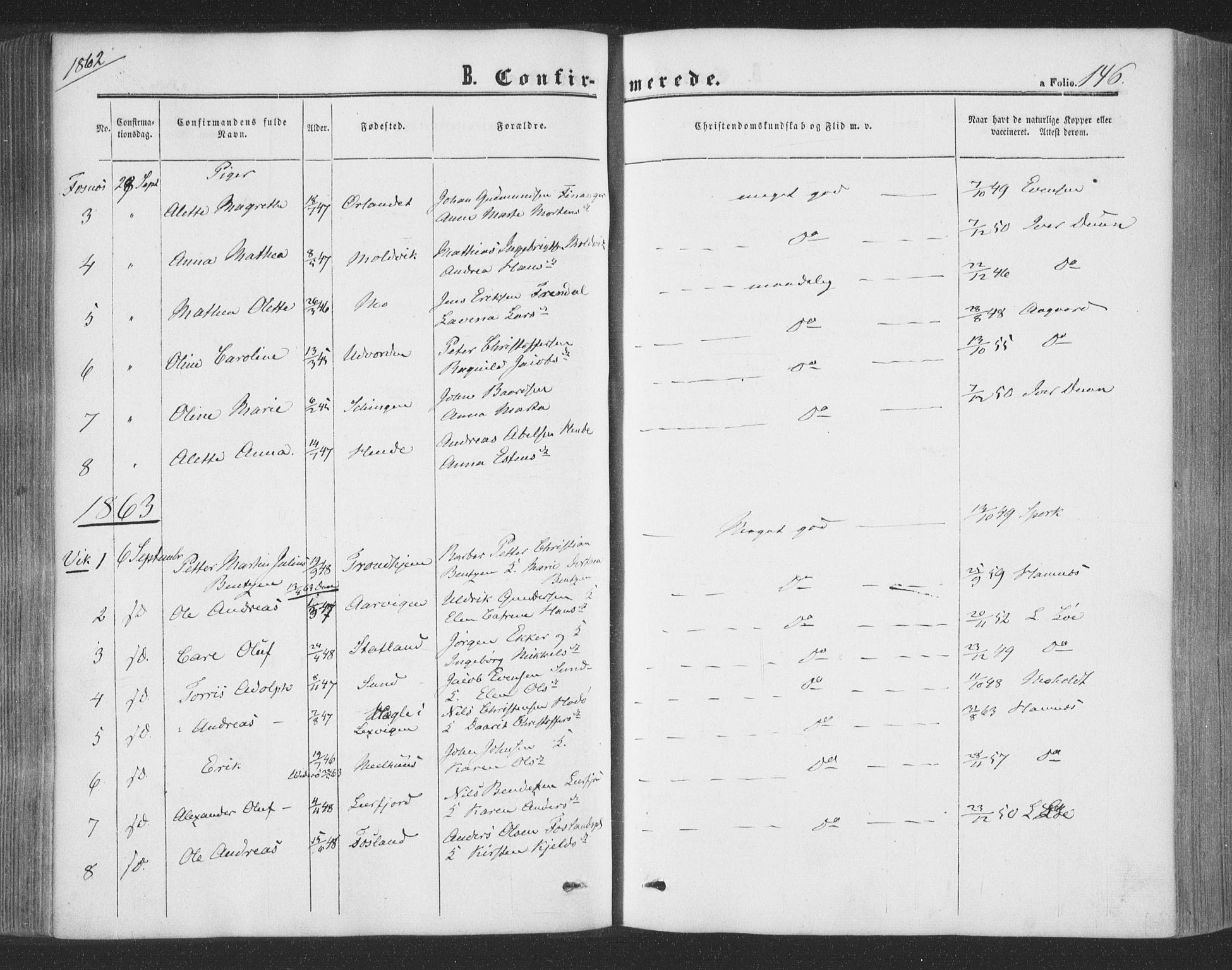 Ministerialprotokoller, klokkerbøker og fødselsregistre - Nord-Trøndelag, SAT/A-1458/773/L0615: Parish register (official) no. 773A06, 1857-1870, p. 146