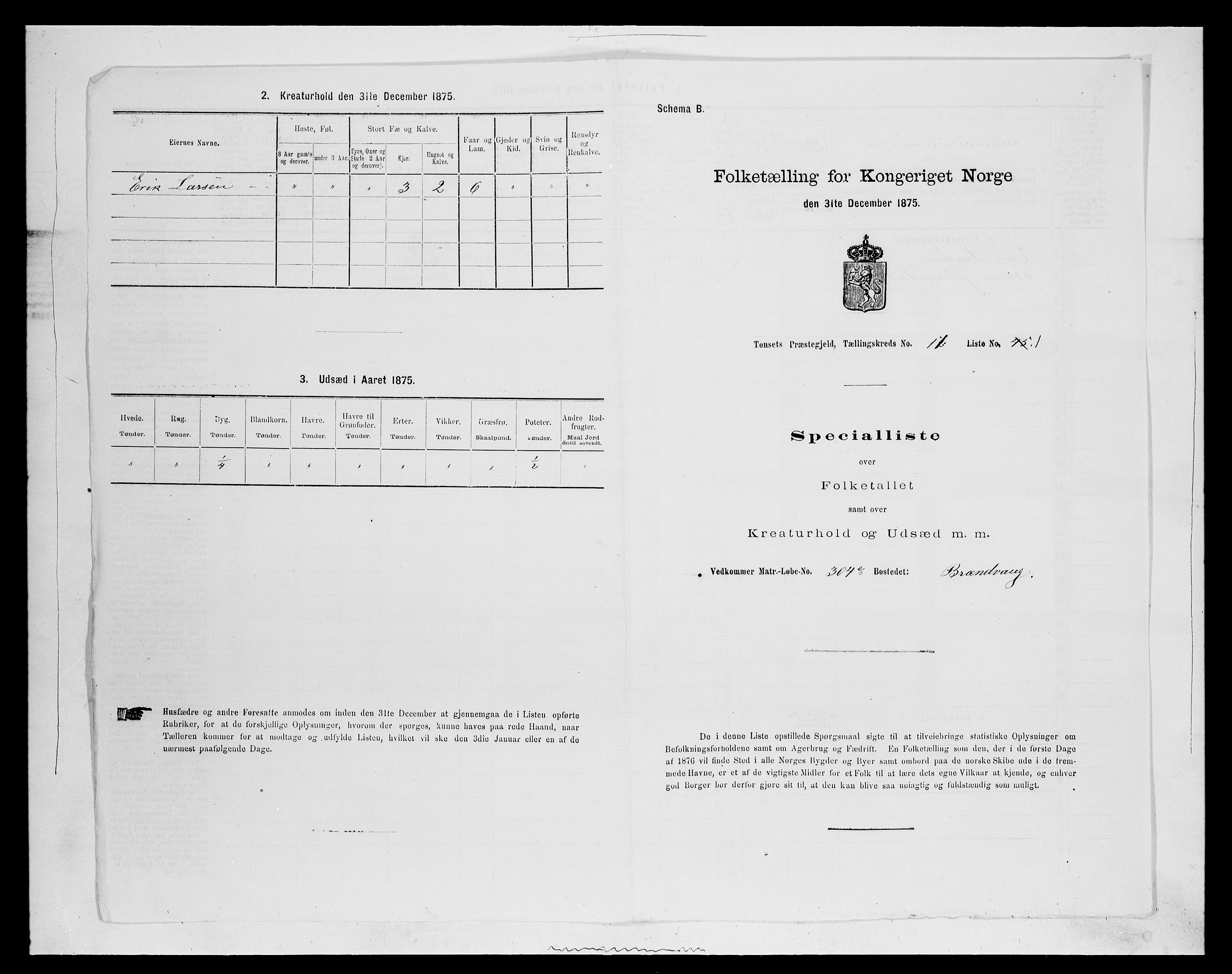 SAH, 1875 census for 0437P Tynset, 1875, p. 997