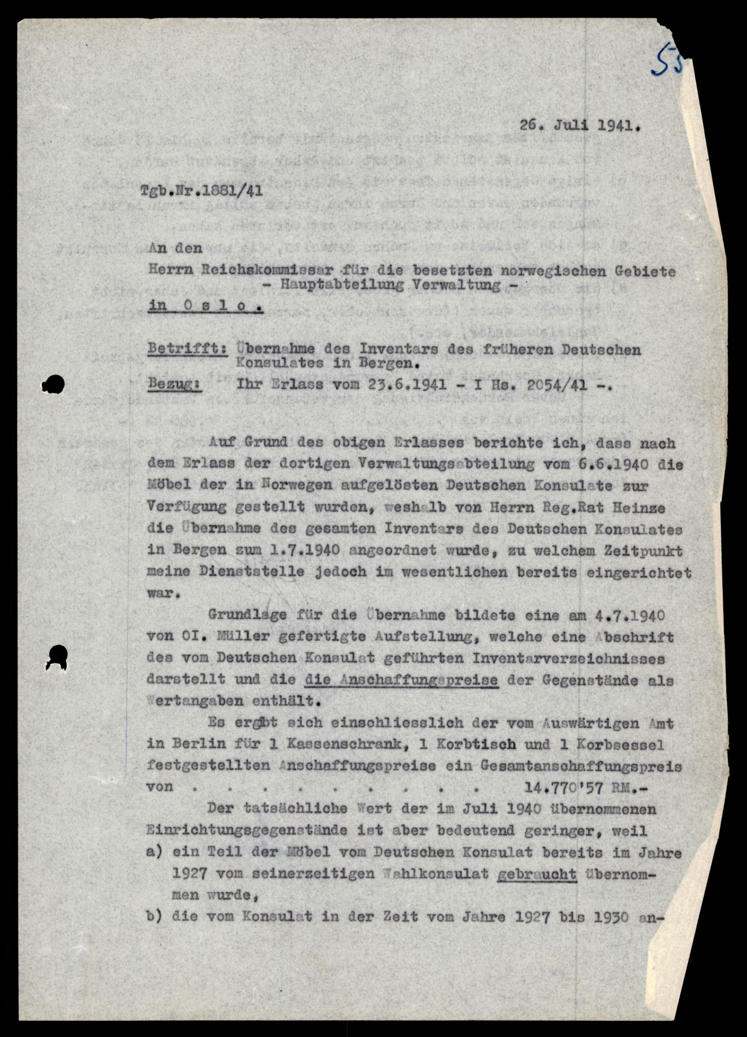 Forsvarets Overkommando. 2 kontor. Arkiv 11.4. Spredte tyske arkivsaker, AV/RA-RAFA-7031/D/Dar/Darc/L0021: FO.II. Tyske konsulater, 1929-1940, p. 102