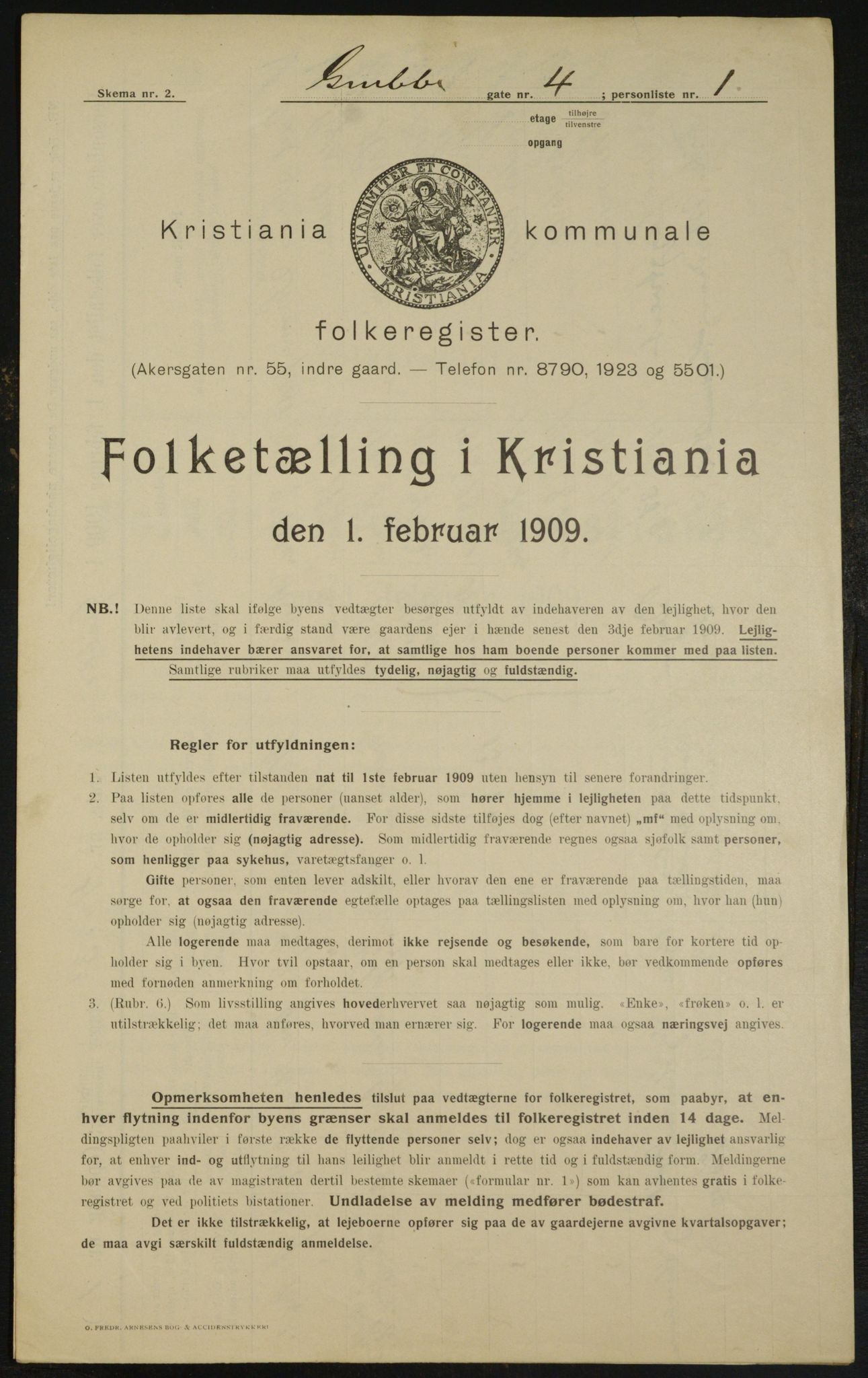 OBA, Municipal Census 1909 for Kristiania, 1909, p. 27466