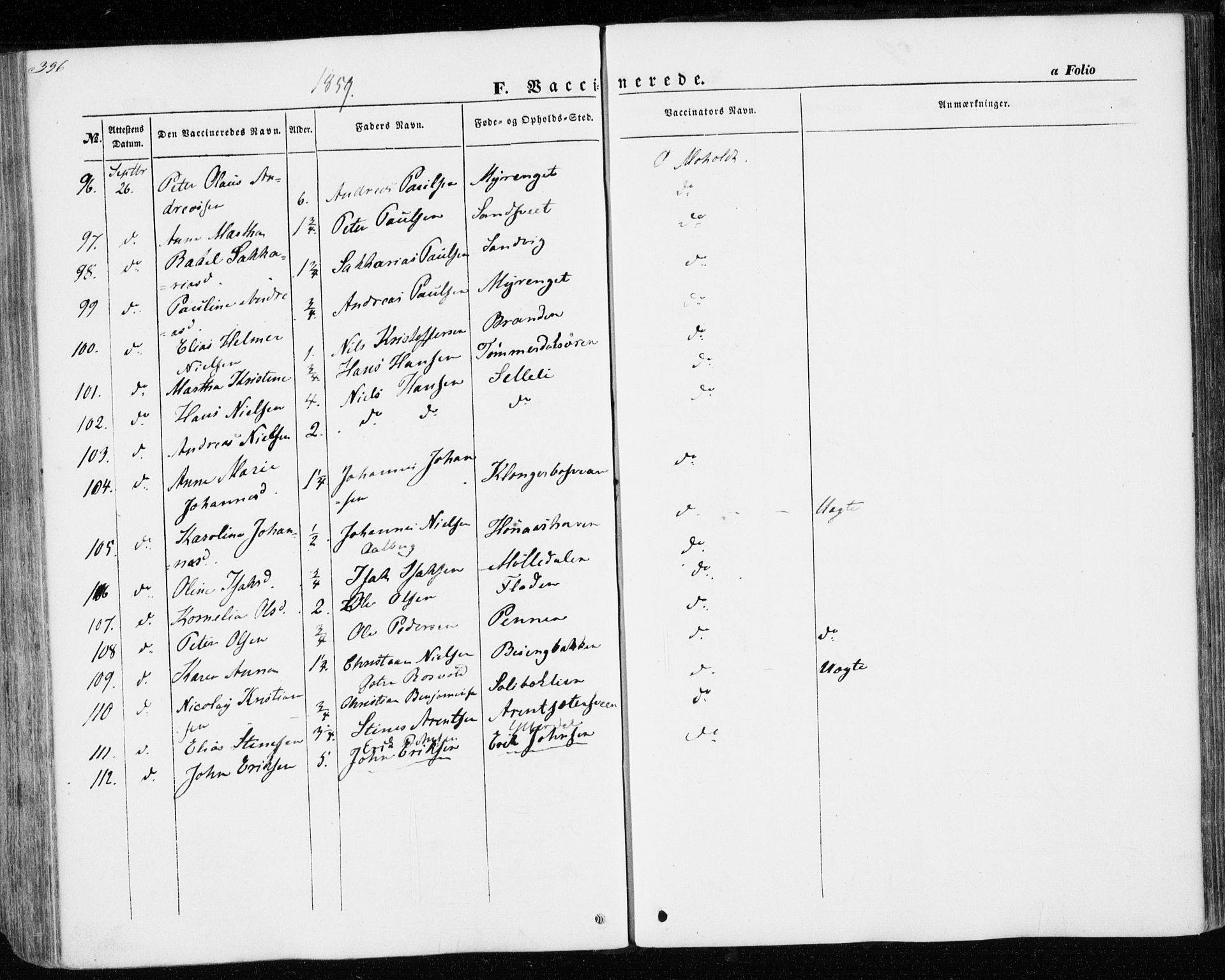 Ministerialprotokoller, klokkerbøker og fødselsregistre - Nord-Trøndelag, SAT/A-1458/701/L0008: Parish register (official) no. 701A08 /1, 1854-1863, p. 396