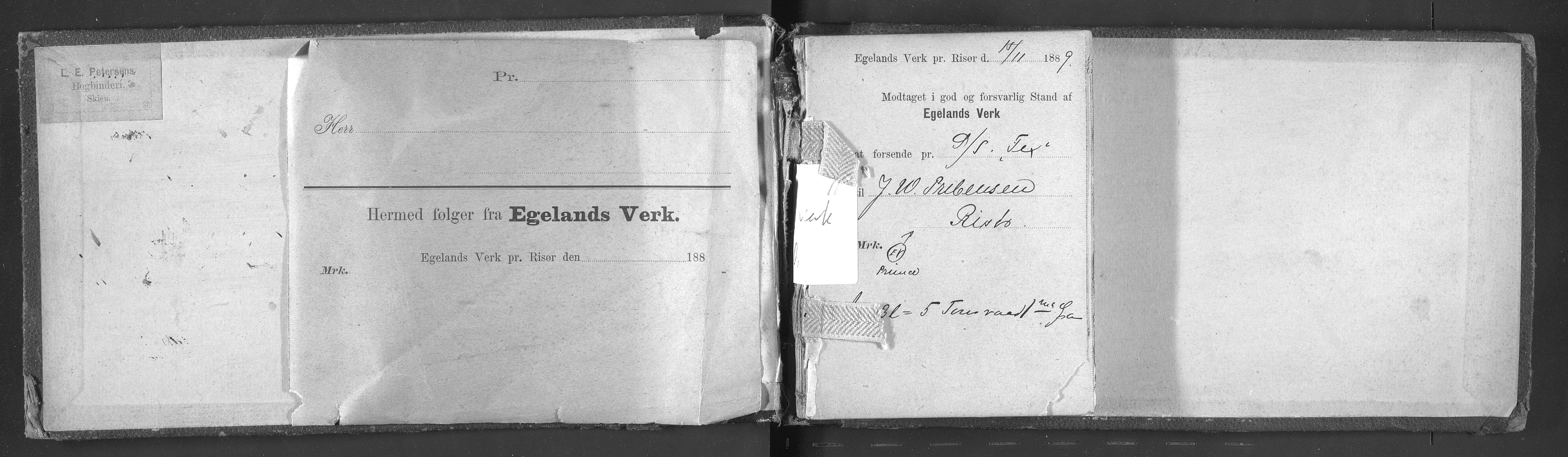 Egelands Jernverk, AAKS/PA-1907/01/L0030: Kvitteringsbok, 1889-1901