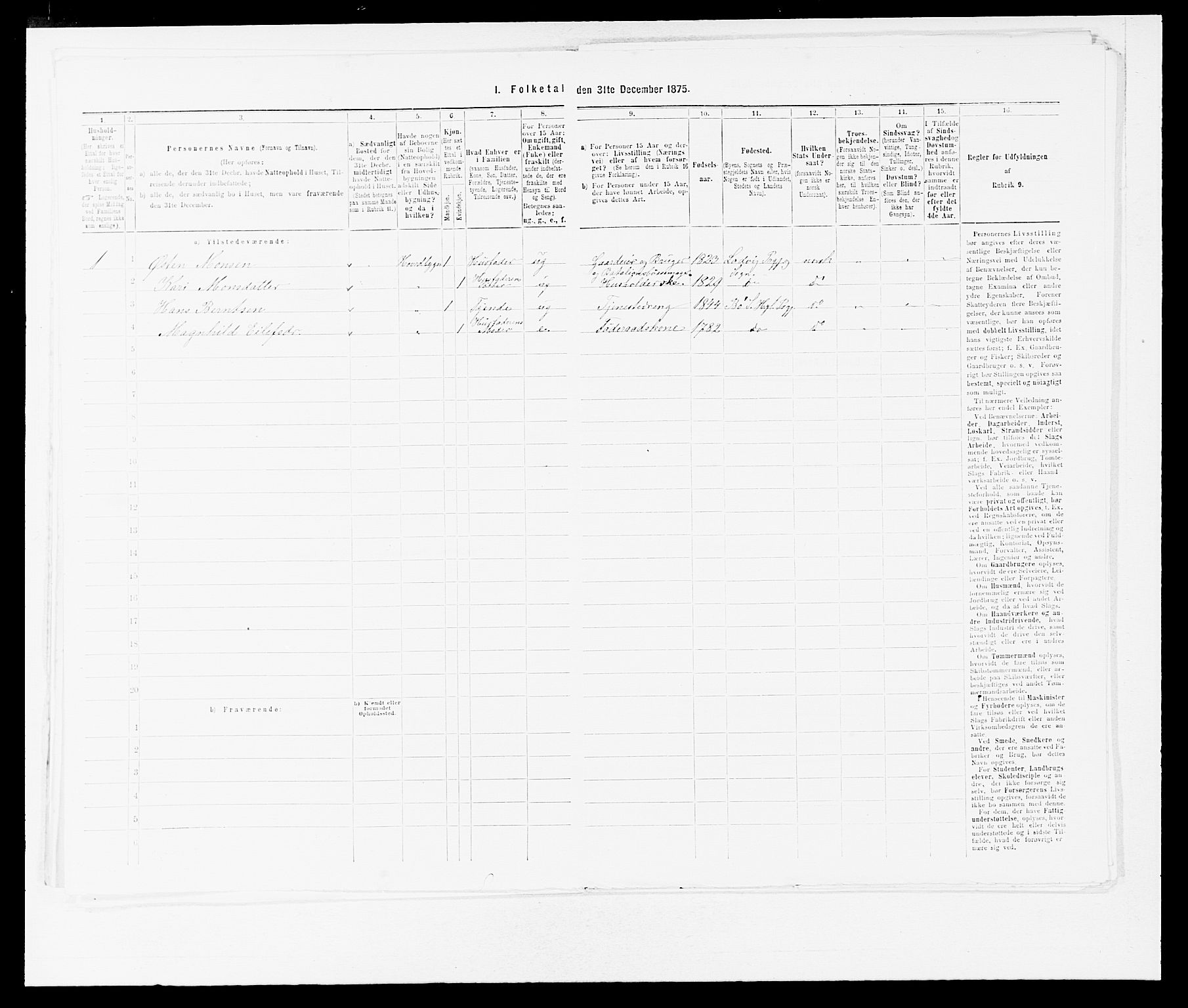 SAB, 1875 census for 1413P Hyllestad, 1875, p. 605