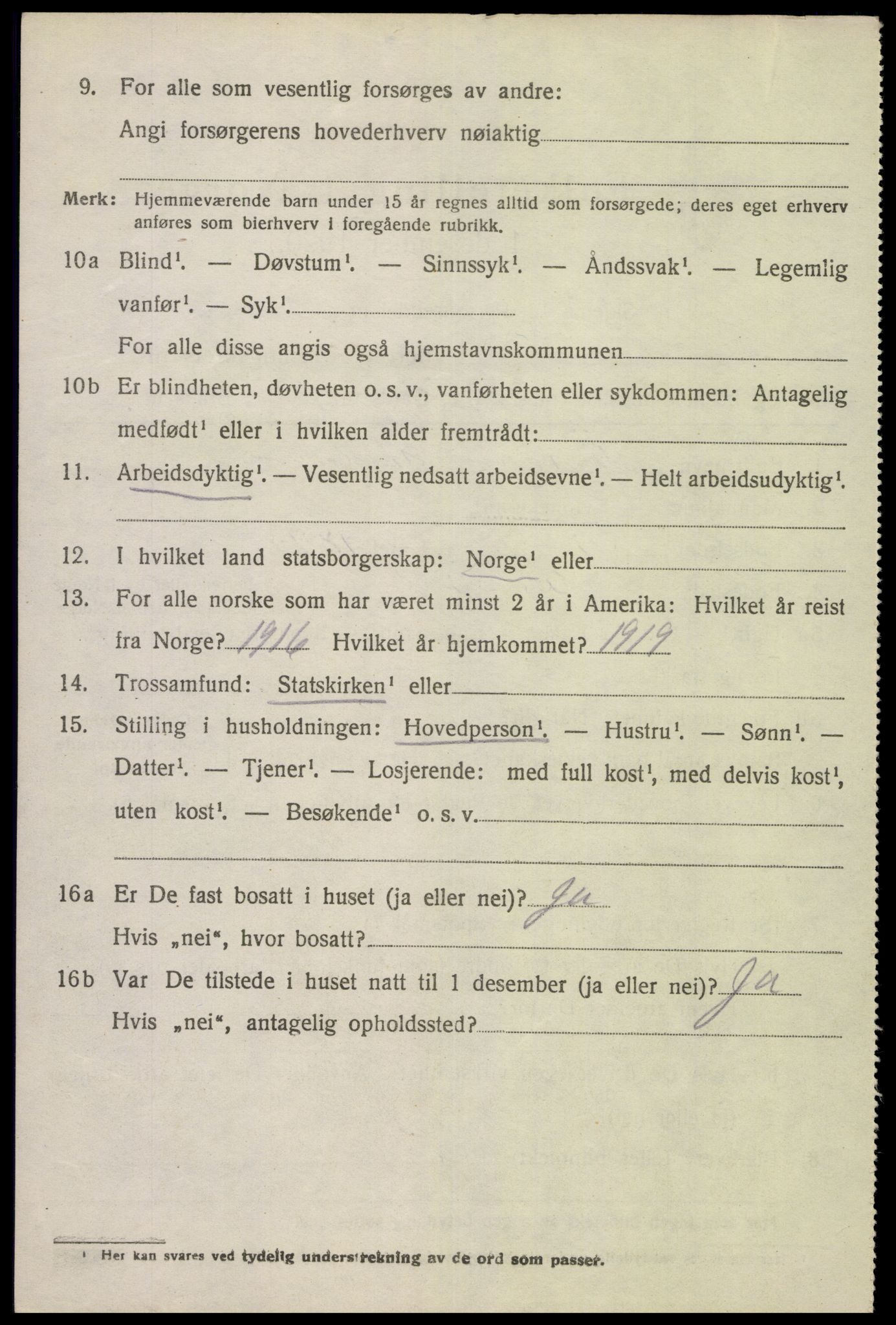 SAK, 1920 census for Herad, 1920, p. 1039