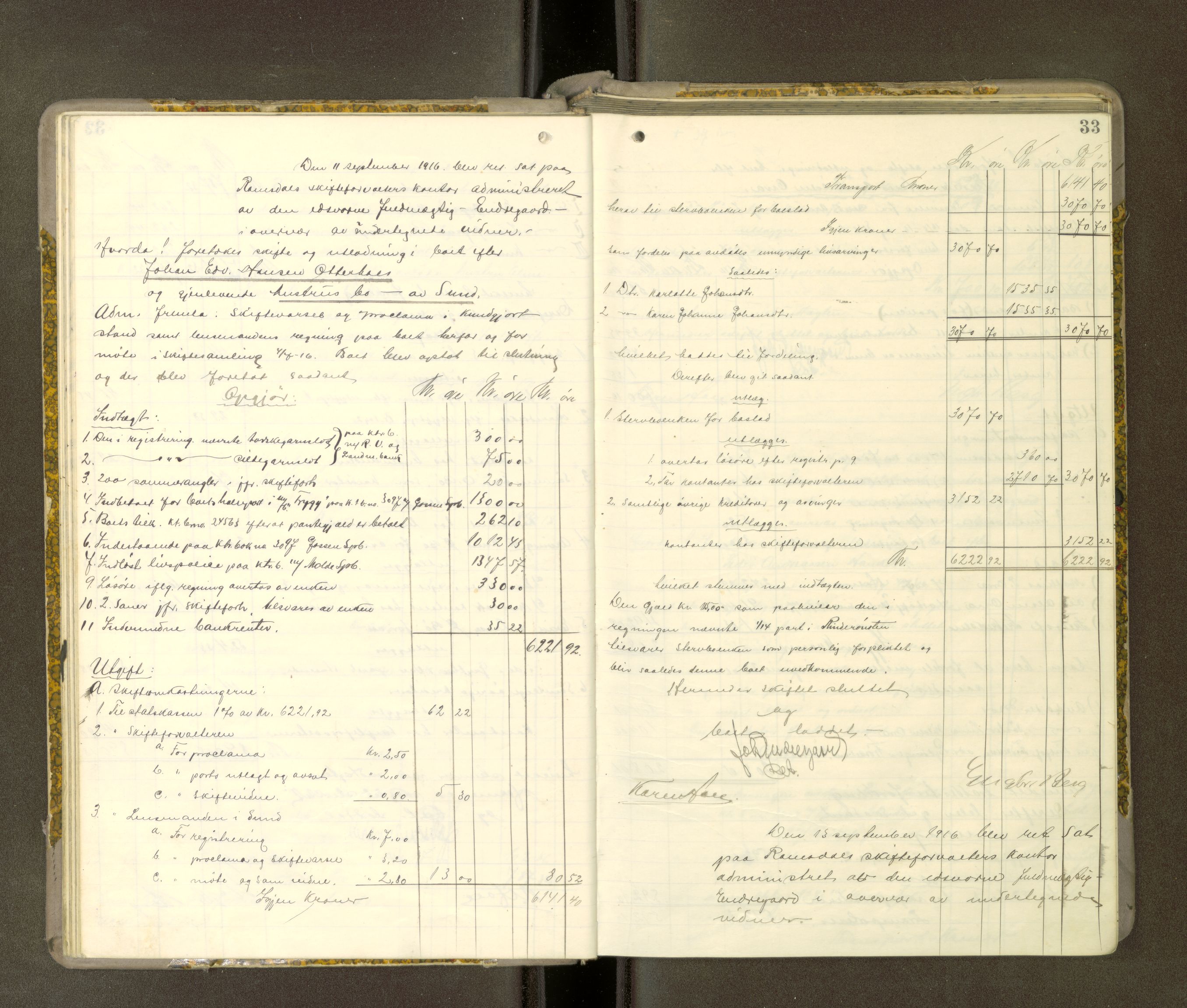 Romsdal sorenskriveri, AV/SAT-A-4149/1/3/3A/L0021: Skifteutlodnings Protokoll 7, 1916-1920, p. 32b-33a