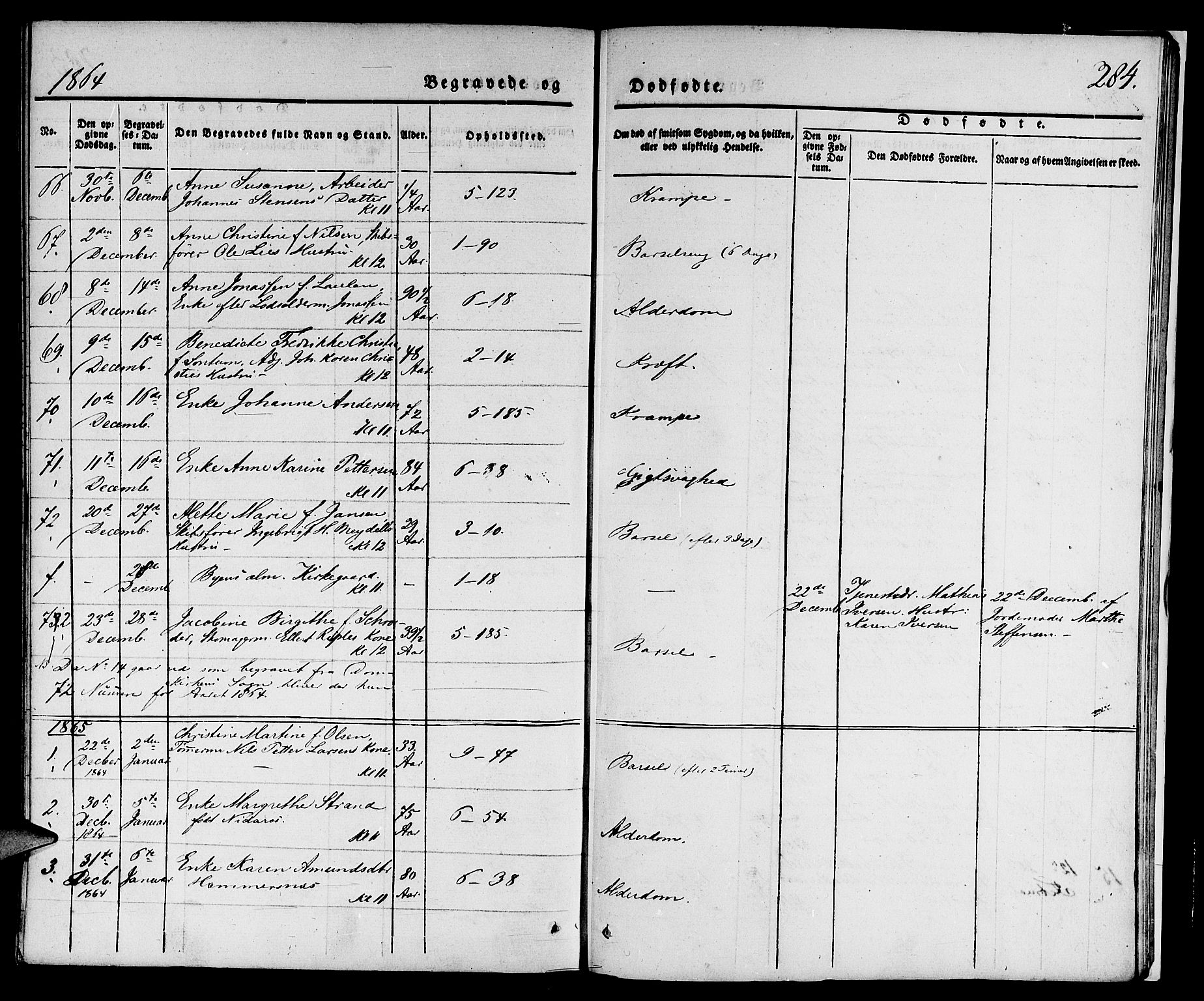 Nykirken Sokneprestembete, SAB/A-77101/H/Hab: Parish register (copy) no. E 1, 1840-1866, p. 284
