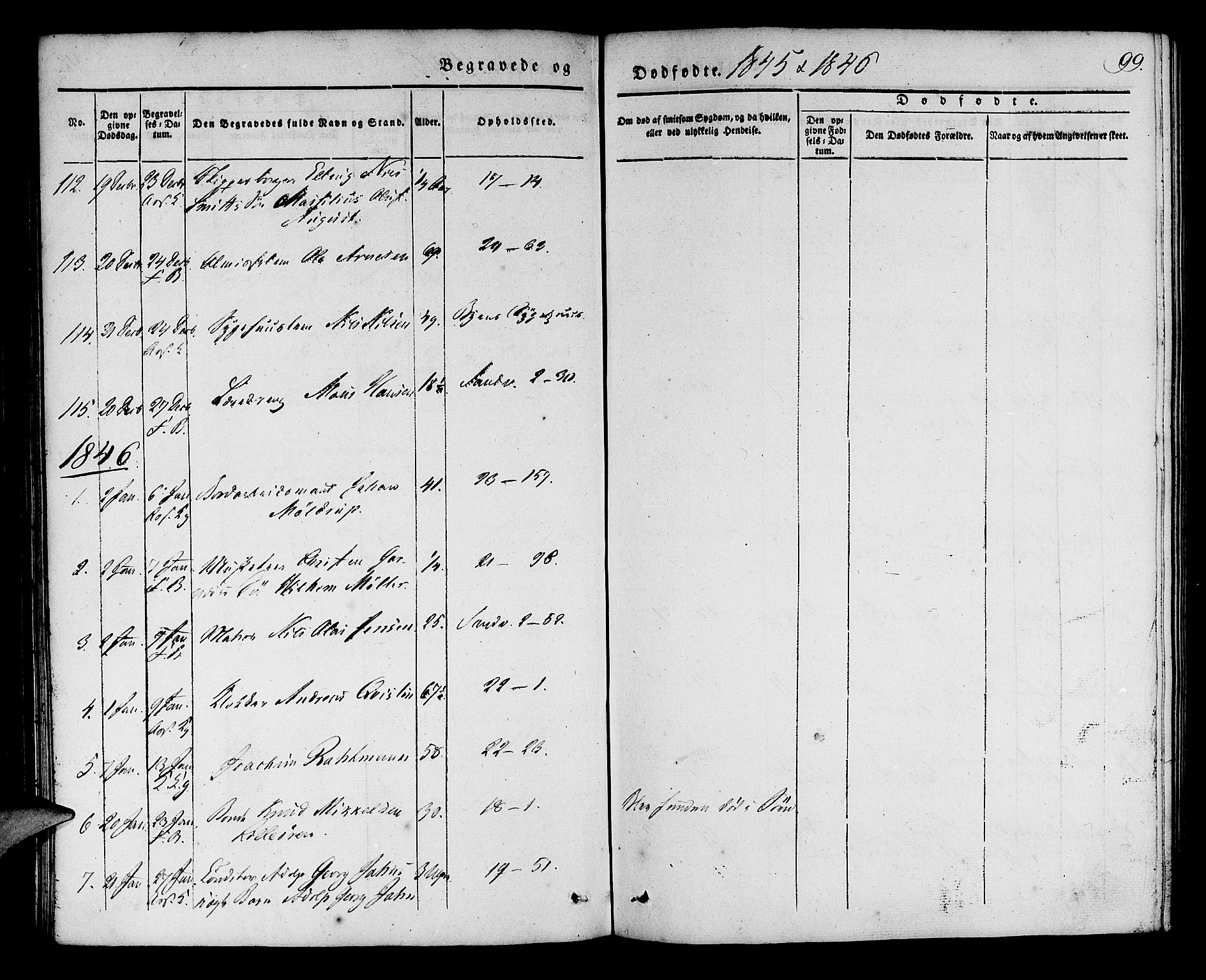 Korskirken sokneprestembete, SAB/A-76101/H/Haa/L0043: Parish register (official) no. E 1, 1834-1848, p. 99