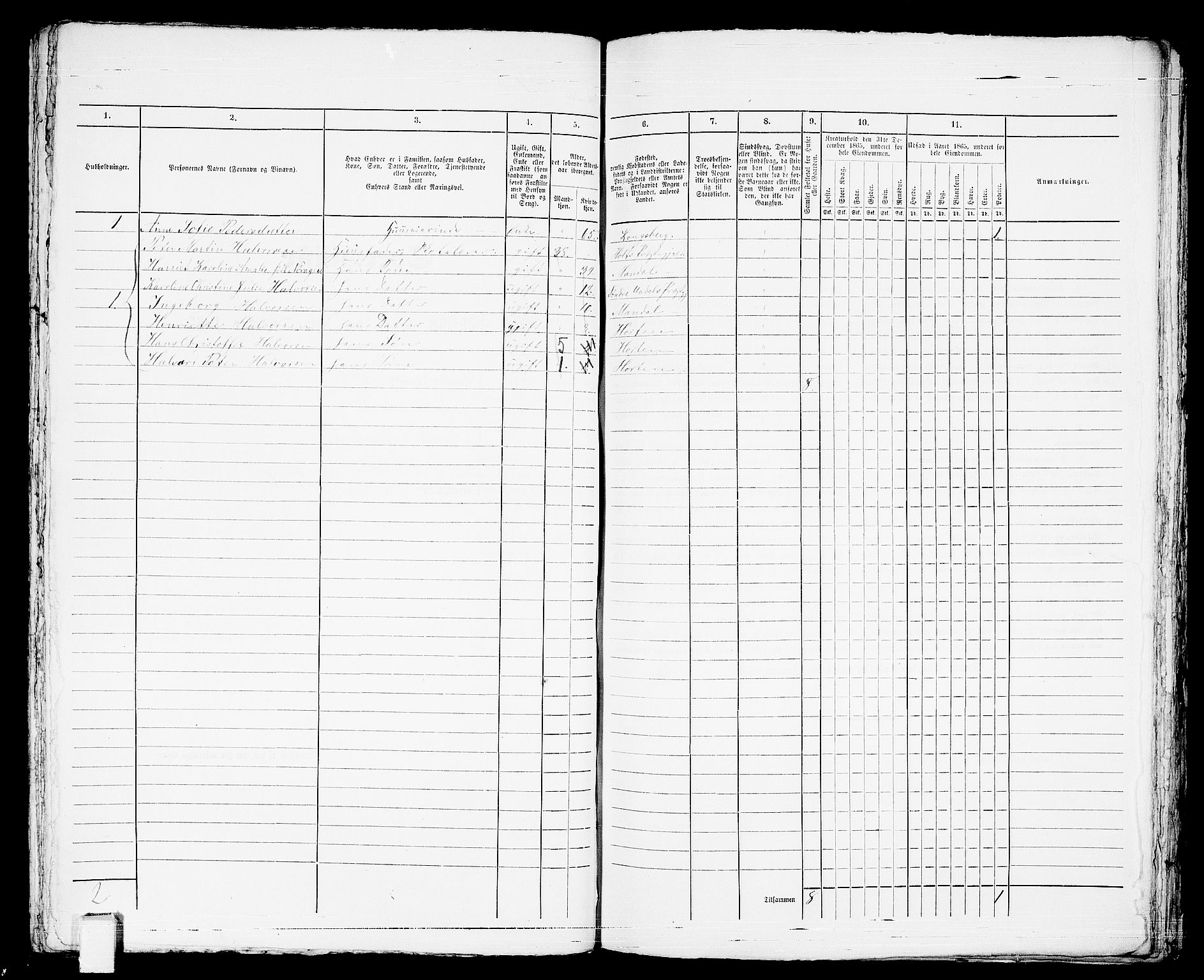 RA, 1865 census for Horten, 1865, p. 723
