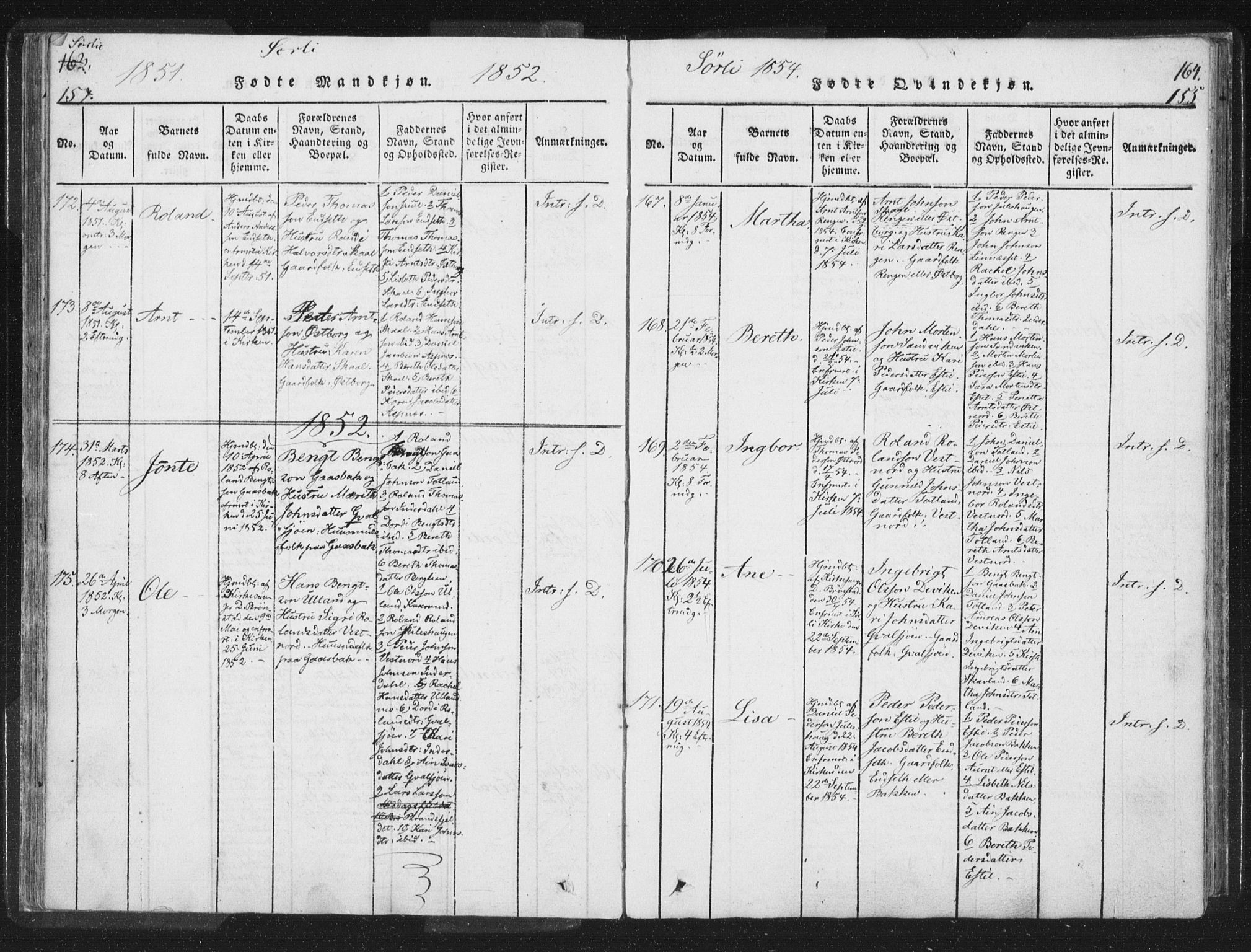 Ministerialprotokoller, klokkerbøker og fødselsregistre - Nord-Trøndelag, SAT/A-1458/755/L0491: Parish register (official) no. 755A01 /2, 1817-1864, p. 154-155