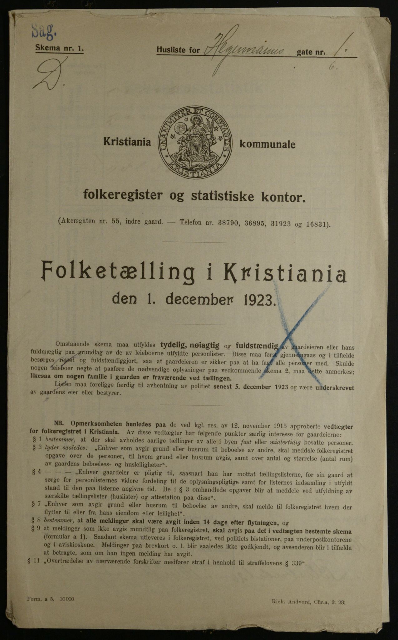 OBA, Municipal Census 1923 for Kristiania, 1923, p. 40790