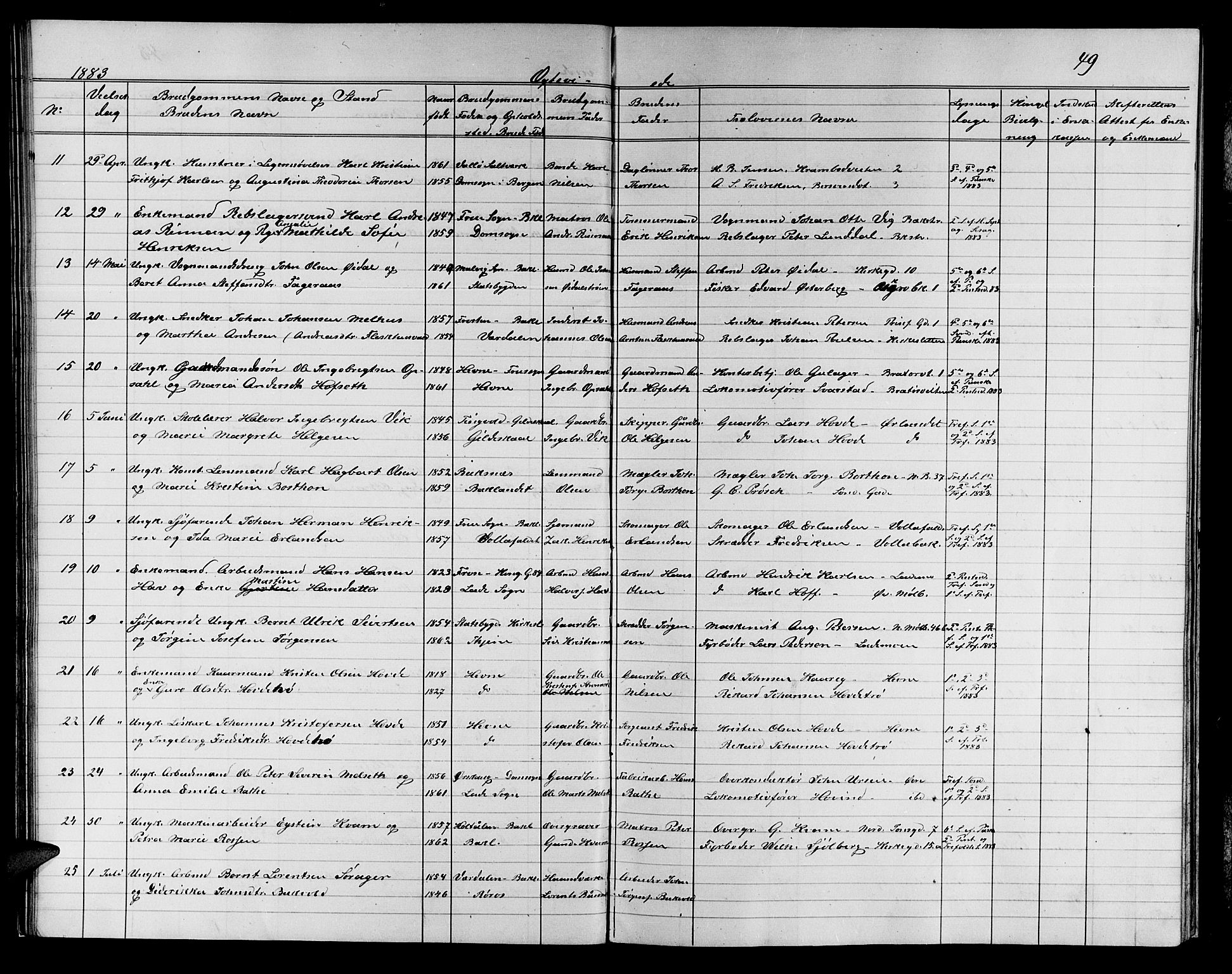 Ministerialprotokoller, klokkerbøker og fødselsregistre - Sør-Trøndelag, SAT/A-1456/604/L0221: Parish register (copy) no. 604C04, 1870-1885, p. 49
