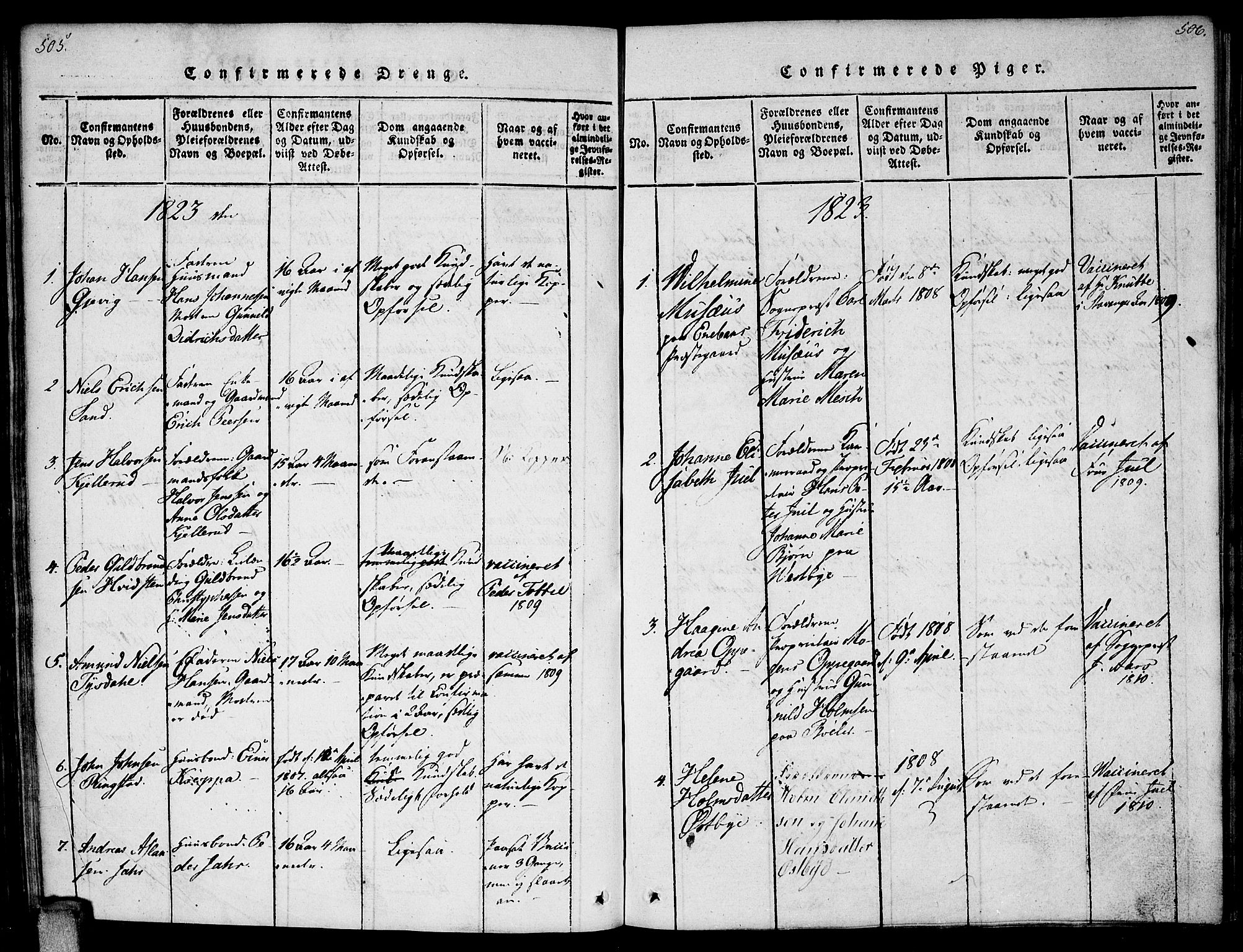 Enebakk prestekontor Kirkebøker, AV/SAO-A-10171c/F/Fa/L0006: Parish register (official) no. I 6, 1815-1832, p. 505-506