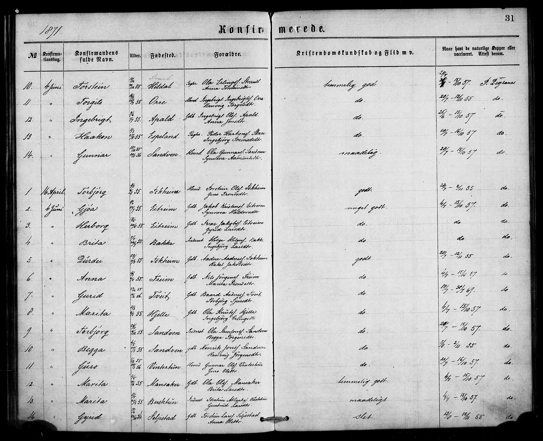 Ullensvang sokneprestembete, AV/SAB-A-78701/H/Haa: Parish register (official) no. A 13, 1867-1879, p. 31