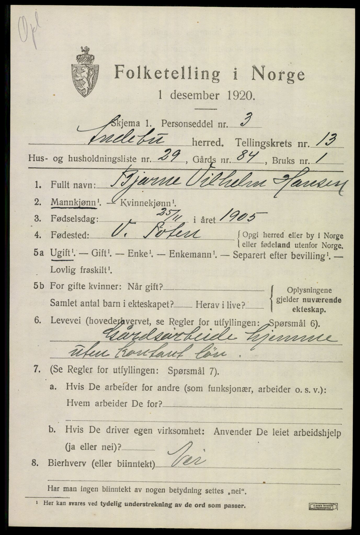 SAKO, 1920 census for Andebu, 1920, p. 5082