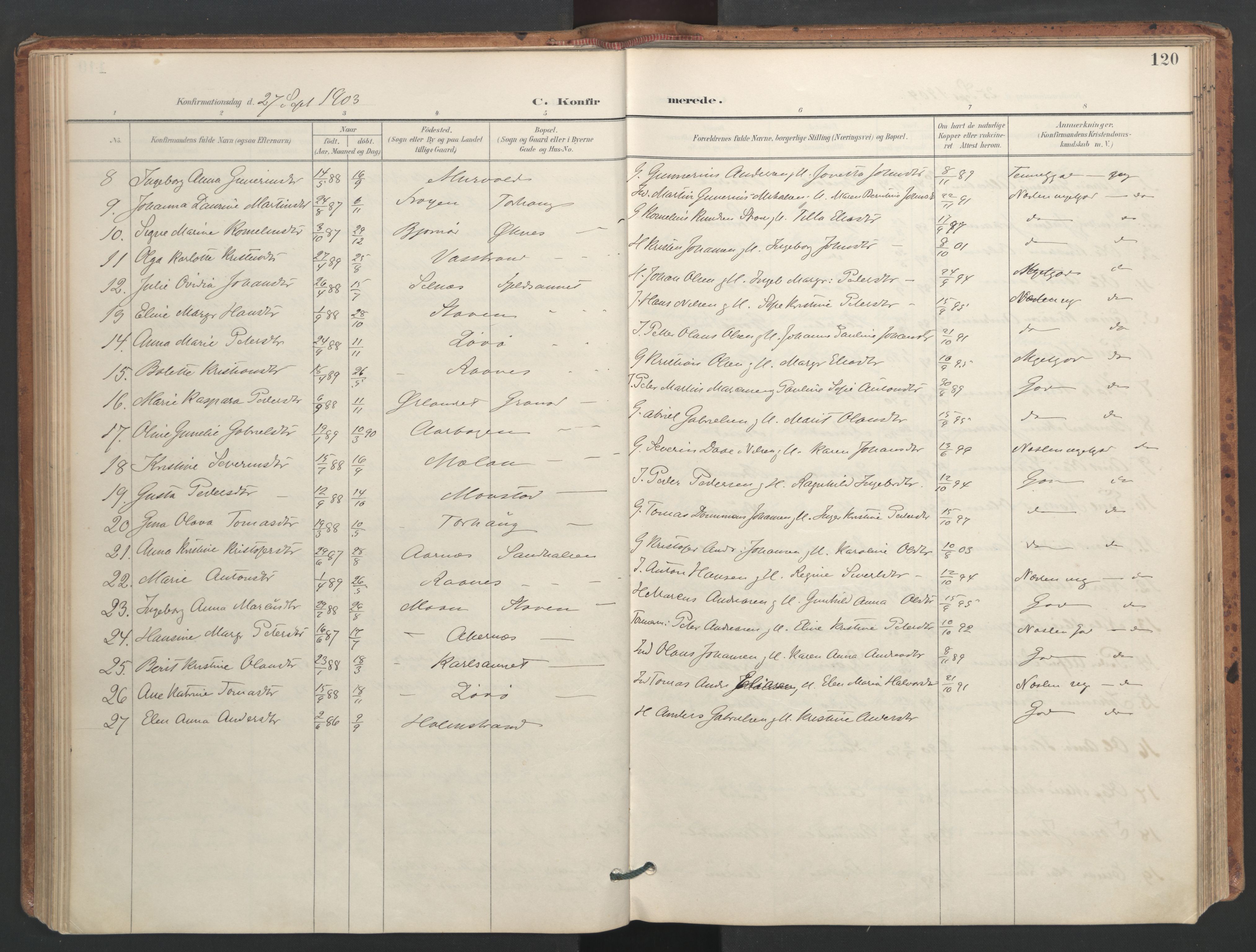 Ministerialprotokoller, klokkerbøker og fødselsregistre - Sør-Trøndelag, SAT/A-1456/655/L0681: Parish register (official) no. 655A10, 1895-1907, p. 120