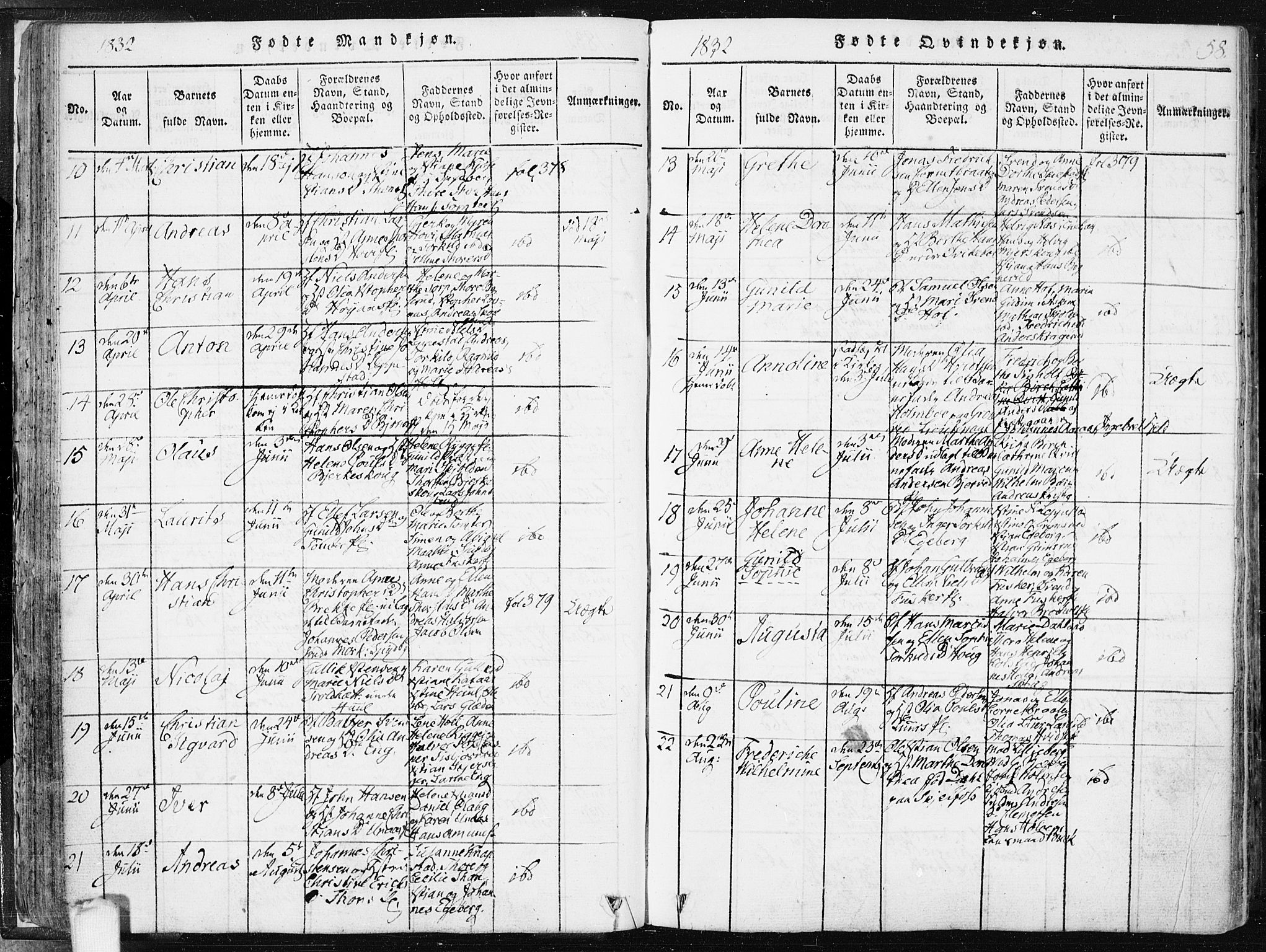 Hobøl prestekontor Kirkebøker, AV/SAO-A-2002/F/Fa/L0002: Parish register (official) no. I 2, 1814-1841, p. 58