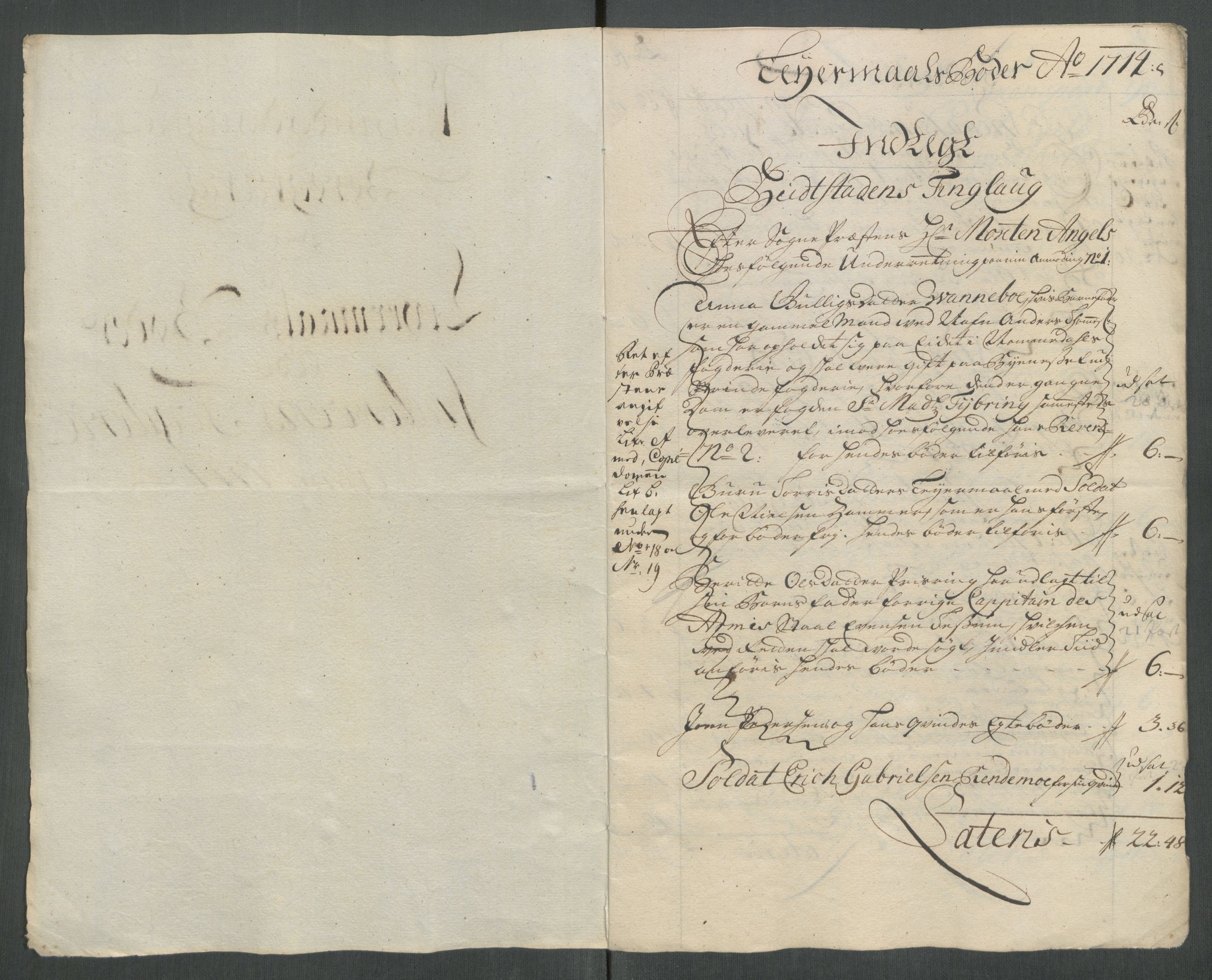 Rentekammeret inntil 1814, Reviderte regnskaper, Fogderegnskap, AV/RA-EA-4092/R63/L4322: Fogderegnskap Inderøy, 1714, p. 256