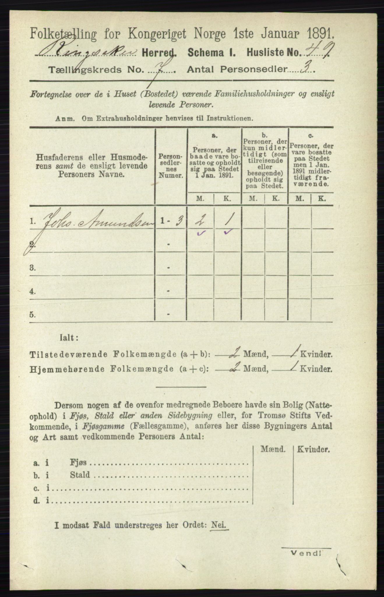 RA, 1891 census for 0412 Ringsaker, 1891, p. 3839