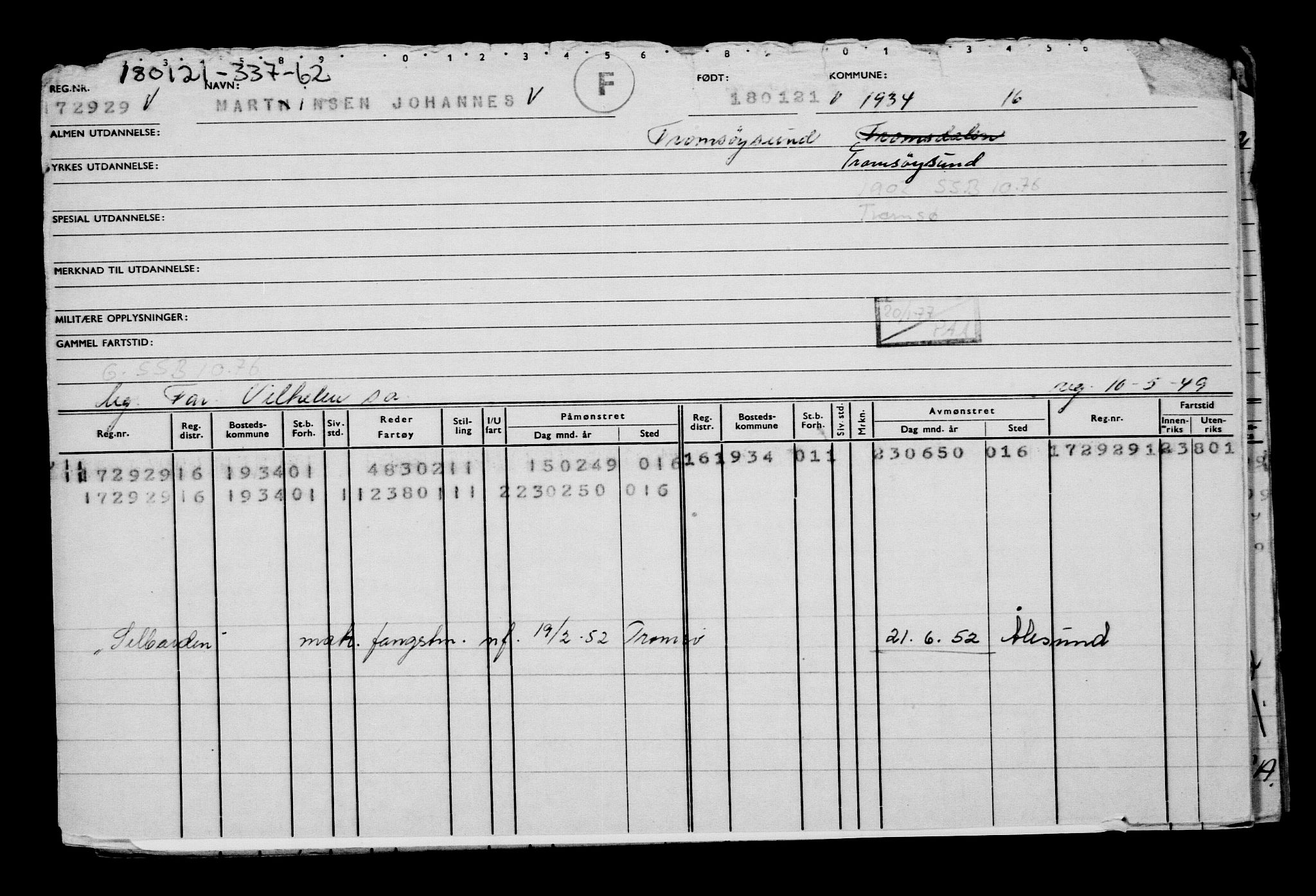 Direktoratet for sjømenn, AV/RA-S-3545/G/Gb/L0189: Hovedkort, 1921, p. 400