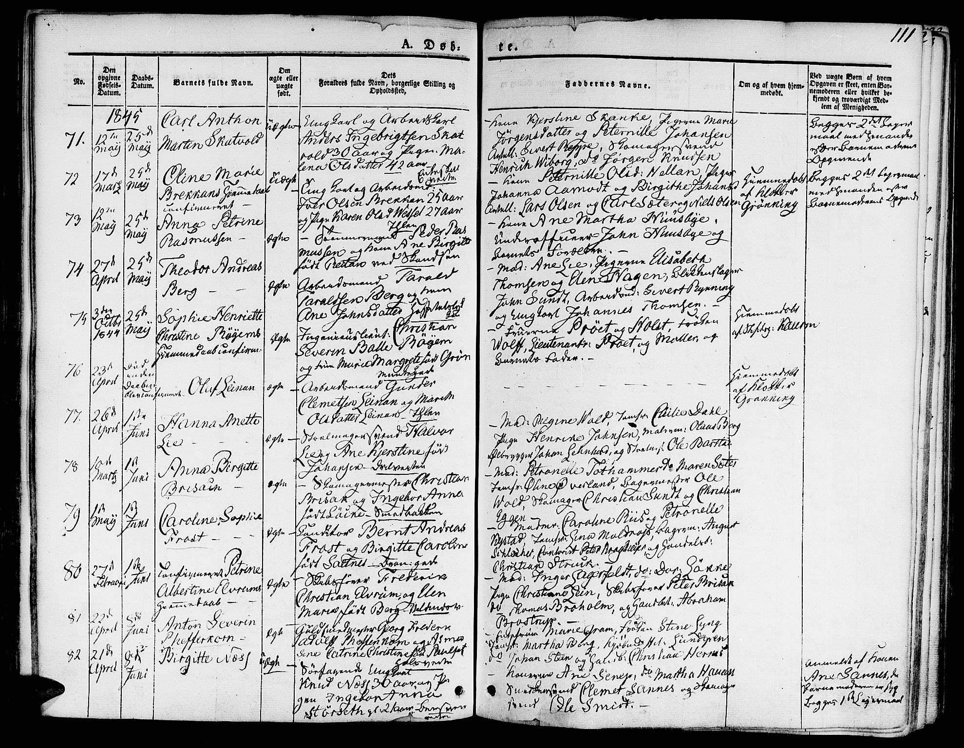 Ministerialprotokoller, klokkerbøker og fødselsregistre - Sør-Trøndelag, SAT/A-1456/601/L0048: Parish register (official) no. 601A16, 1840-1847, p. 111