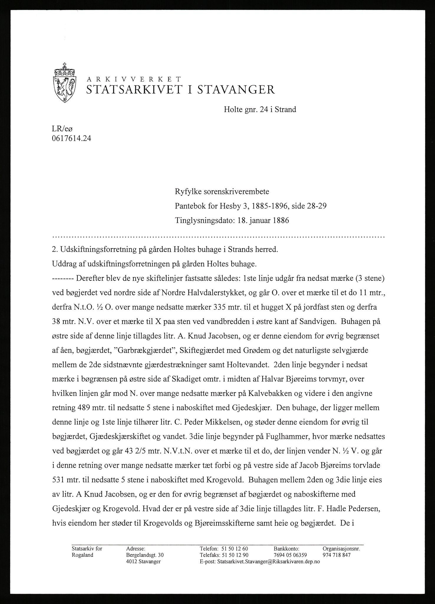 Statsarkivet i Stavanger, AV/SAST-A-101971/03/Y/Yj/L0039: Avskrifter sortert etter gårdsnavn: Holte i Strand - Hovland i Ørsdalen, 1750-1930, p. 76