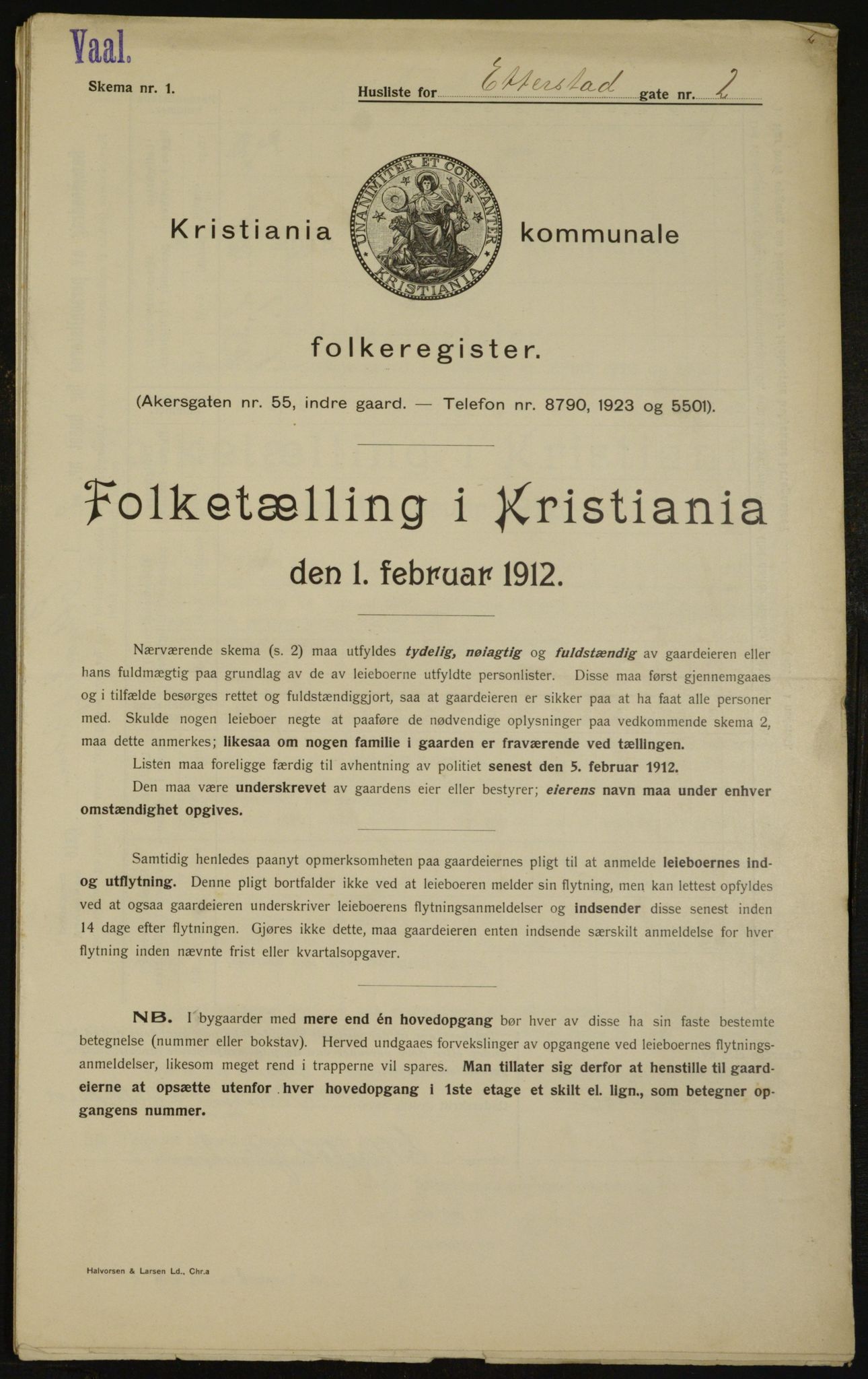 OBA, Municipal Census 1912 for Kristiania, 1912, p. 22299